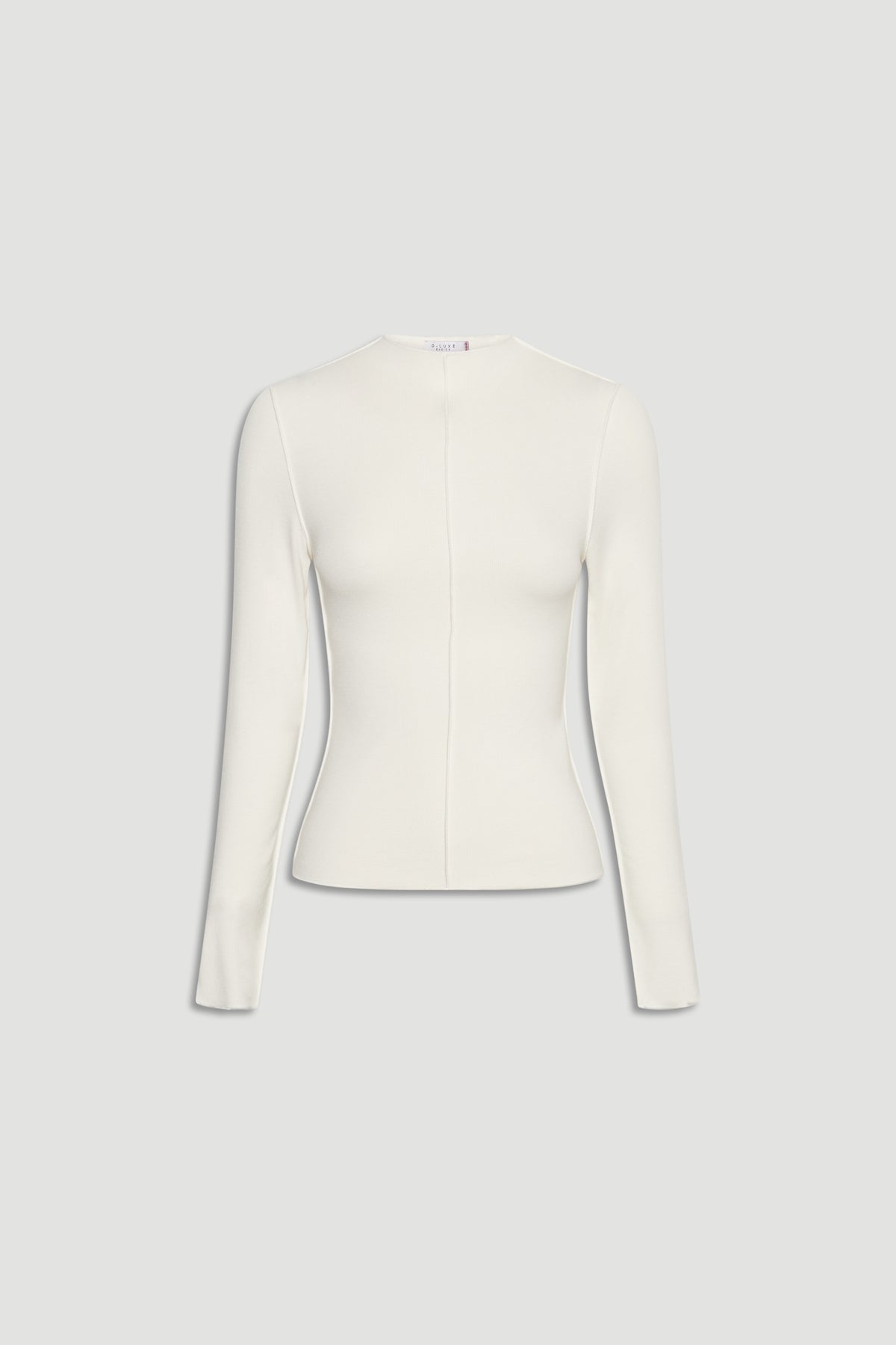 D-Luxe Semi Sheer Long Sleeve in soft ivory with a tailored fit and central seam by DECJUBA Australian fashion brand