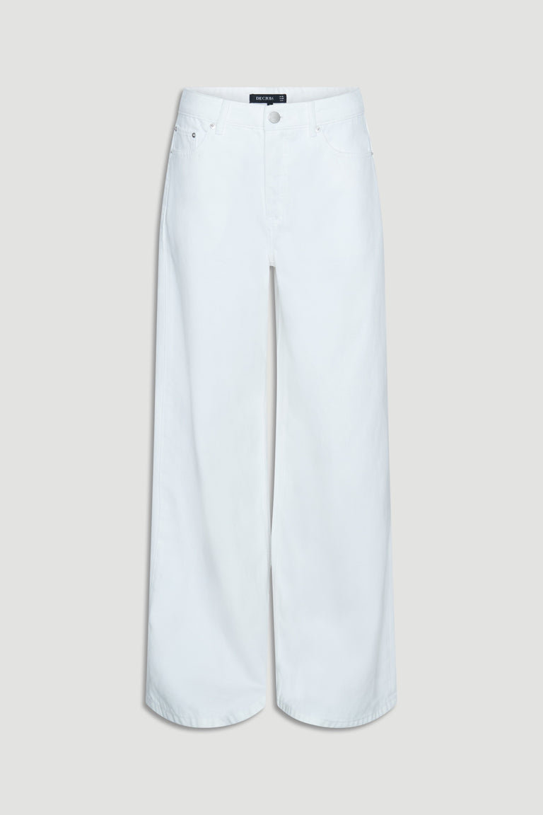 Elena Wide Leg Jean in 100% cotton white denim with wide leg cut by DECJUBA Australian fashion brand