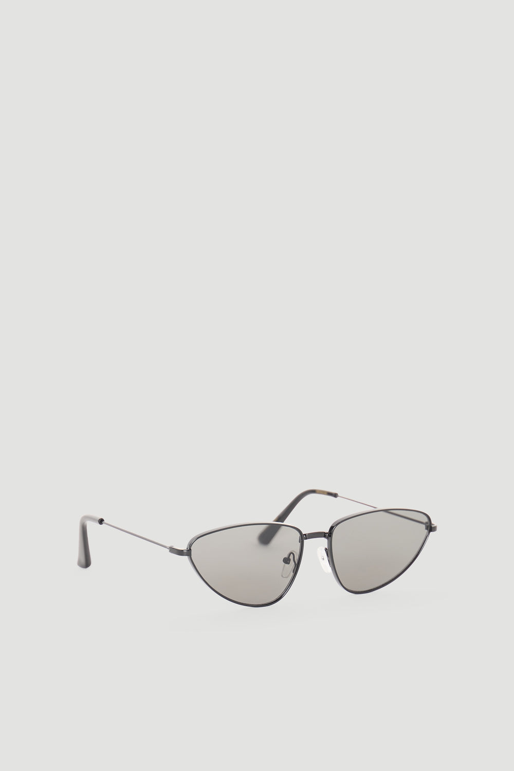 Sleek black cat eye sunglasses with thin metal frames and tinted lenses for a modern, stylish look