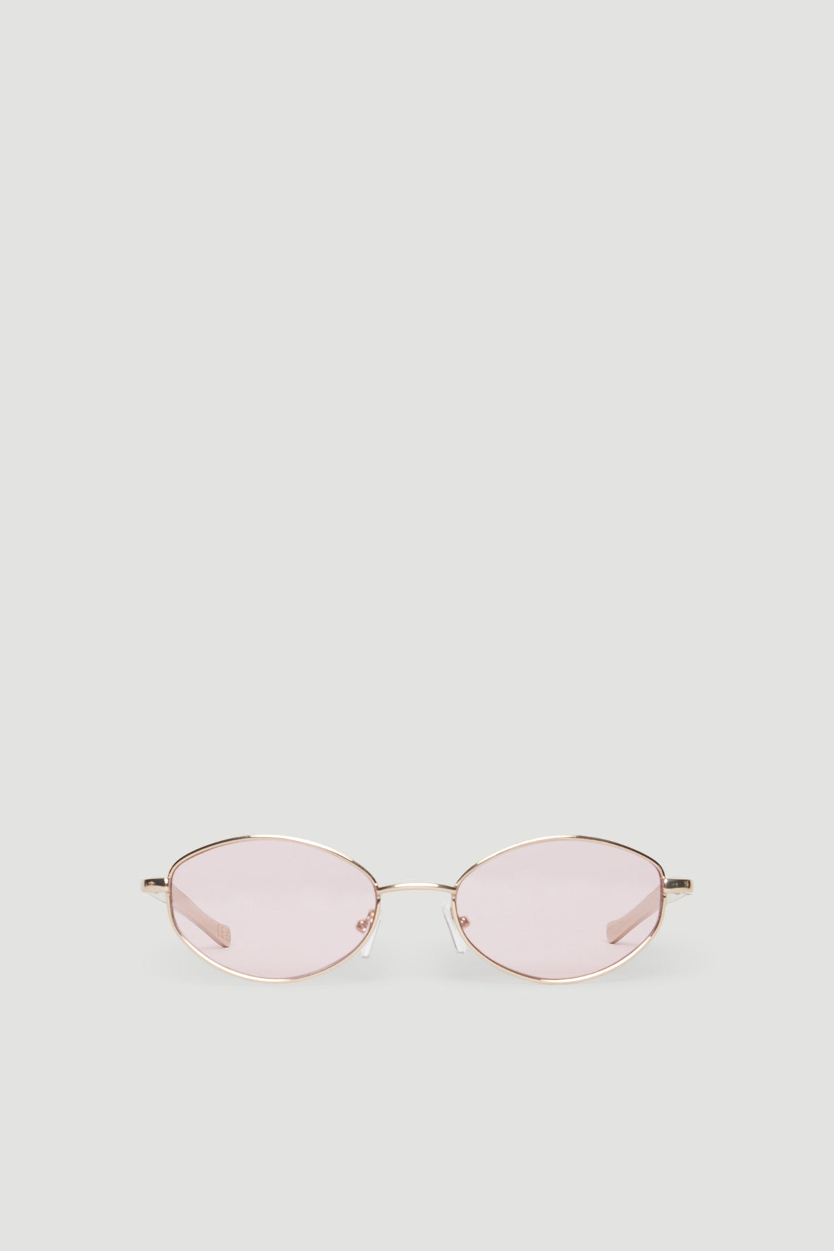 Gold metal round sunglasses with pink tinted lenses