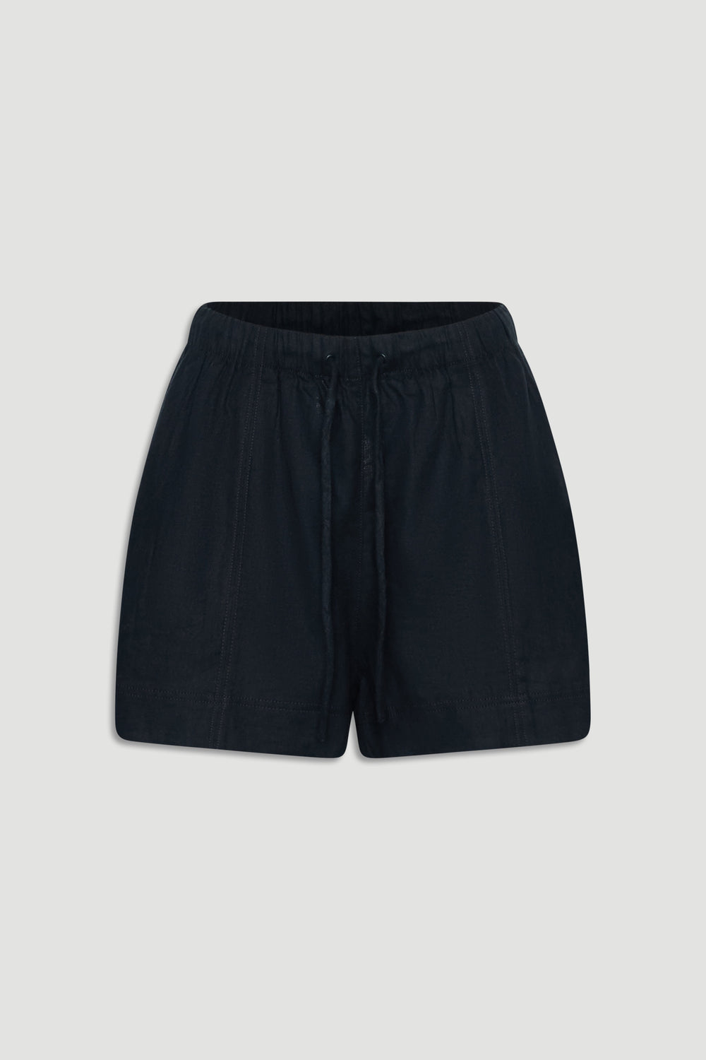 D-Luxe Linen Blend Short in black, lightweight breathable linen fabric, gallery position 4 portrait shot