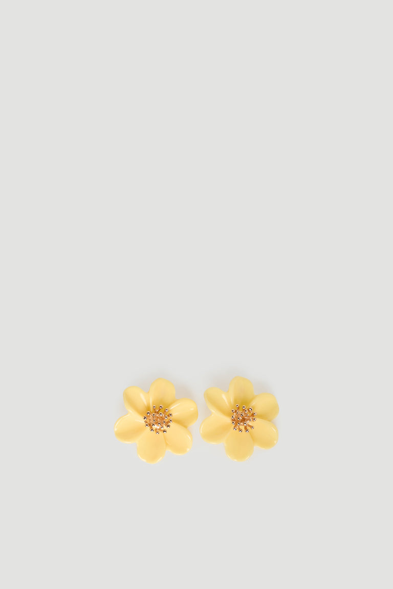 Pair of delicate yellow flower stud earrings with detailed centers for a playful, feminine touch.