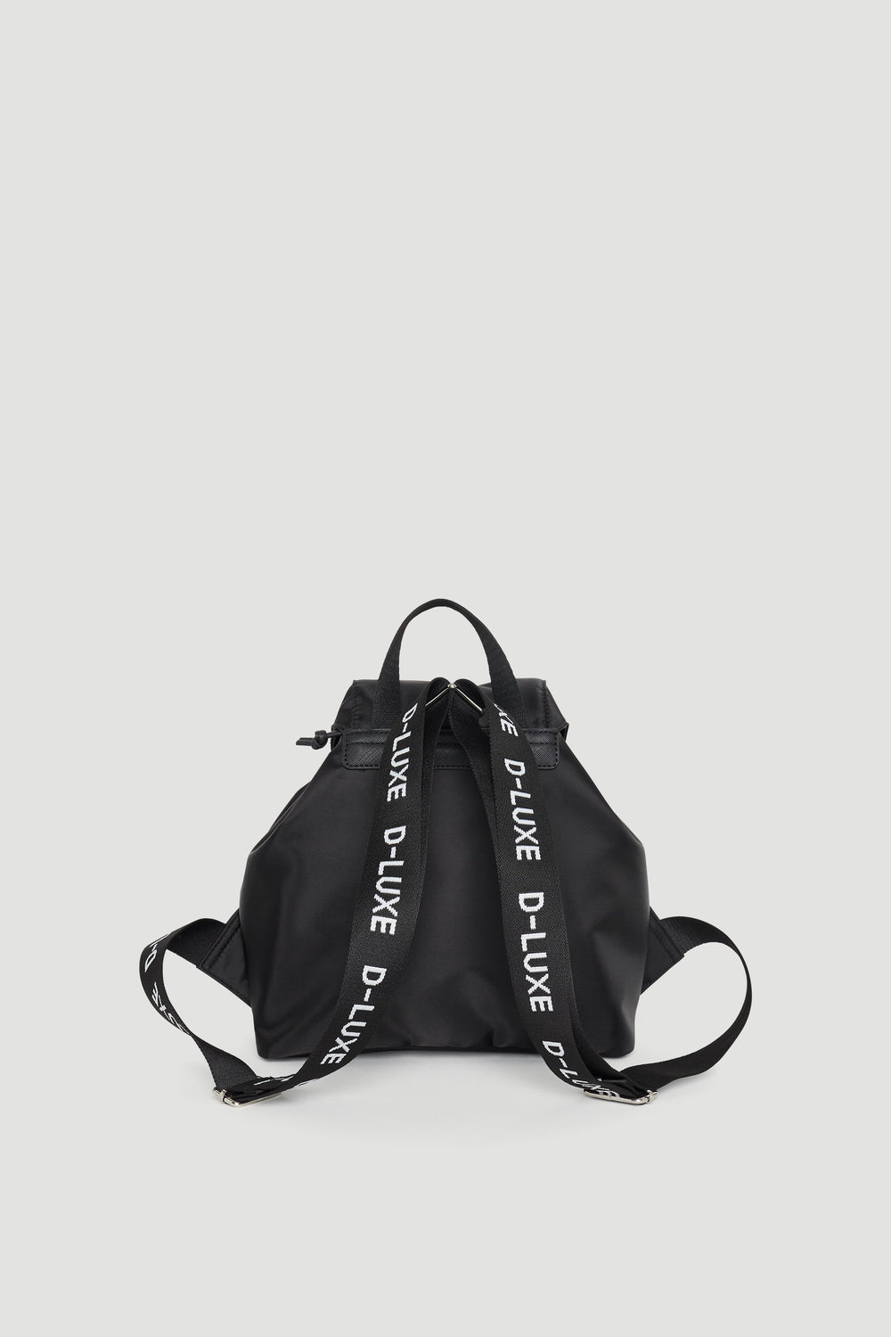 Black stylish backpack with branded straps, featuring a sleek, modern design for versatile everyday use.