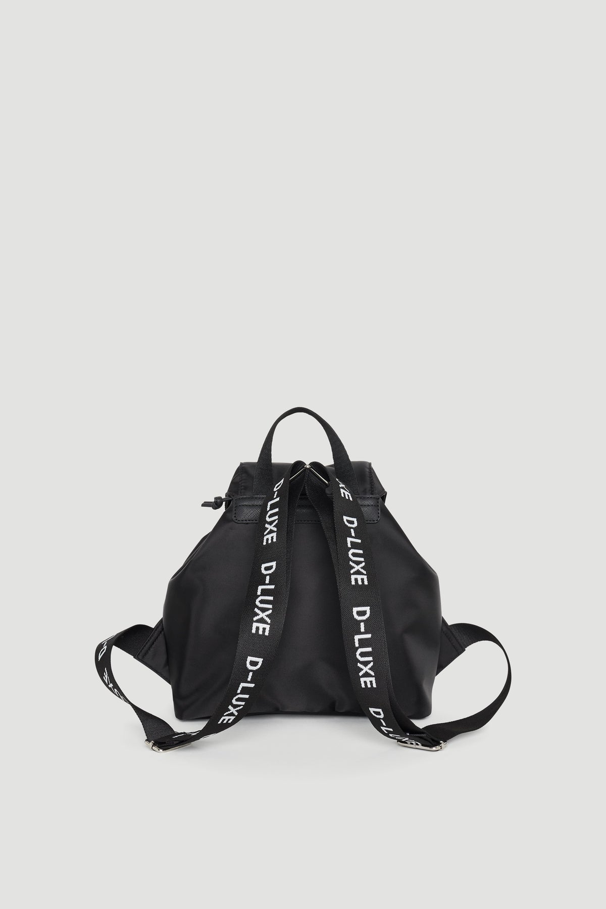 Black stylish backpack with branded straps, featuring a sleek, modern design for versatile everyday use.
