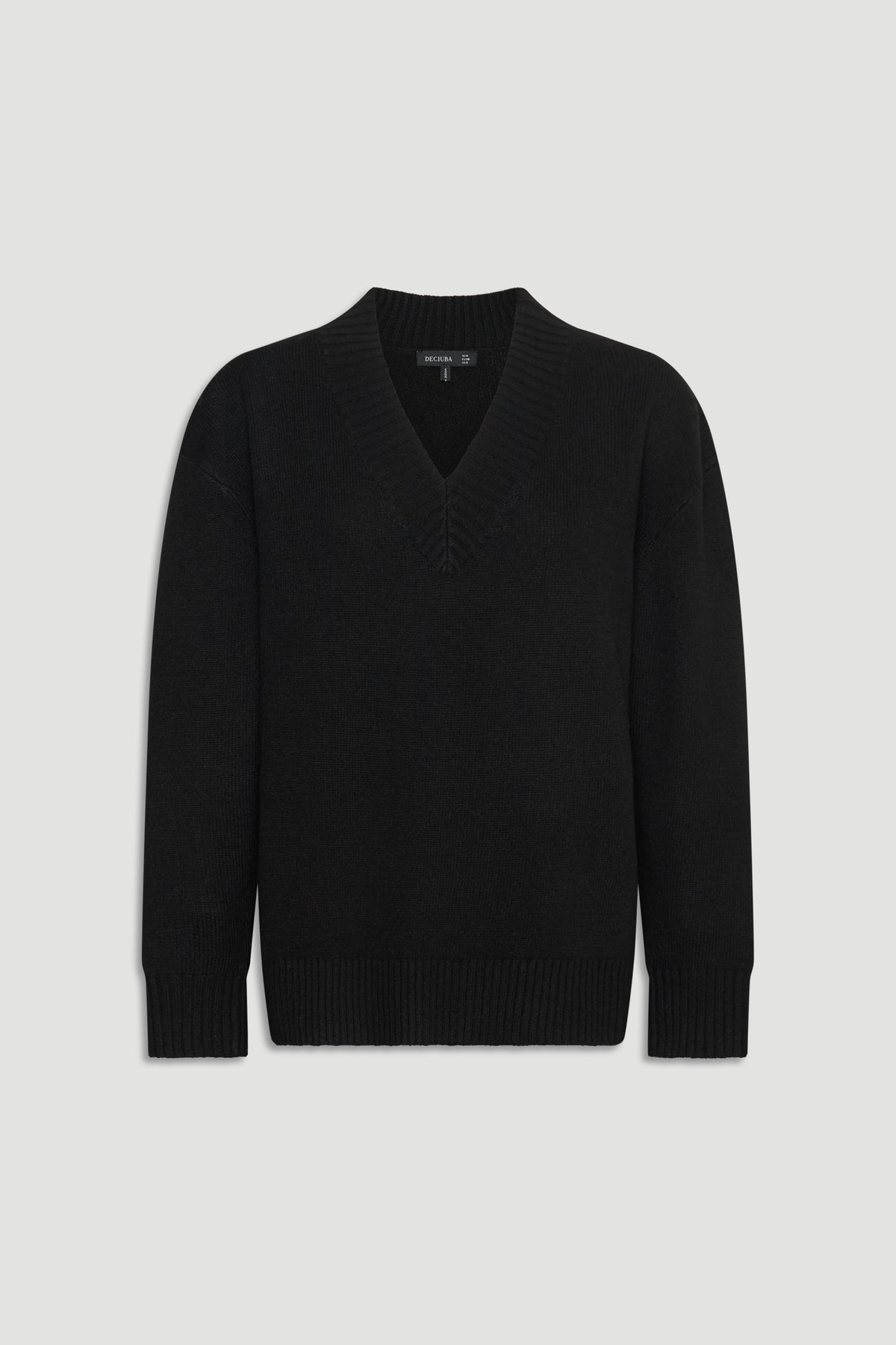 Black V Neck Knit Jumper in soft knitwear with ribbed trims, an effortless style by Decjuba Australian fashion brand.