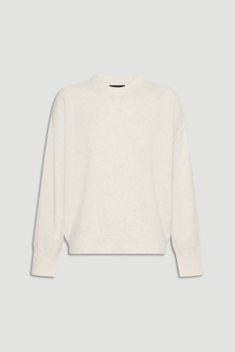 Crew Neck Knit Jumper in soft cream knitwear with relaxed fit and ribbed cuffs by Decjuba Australian fashion brand