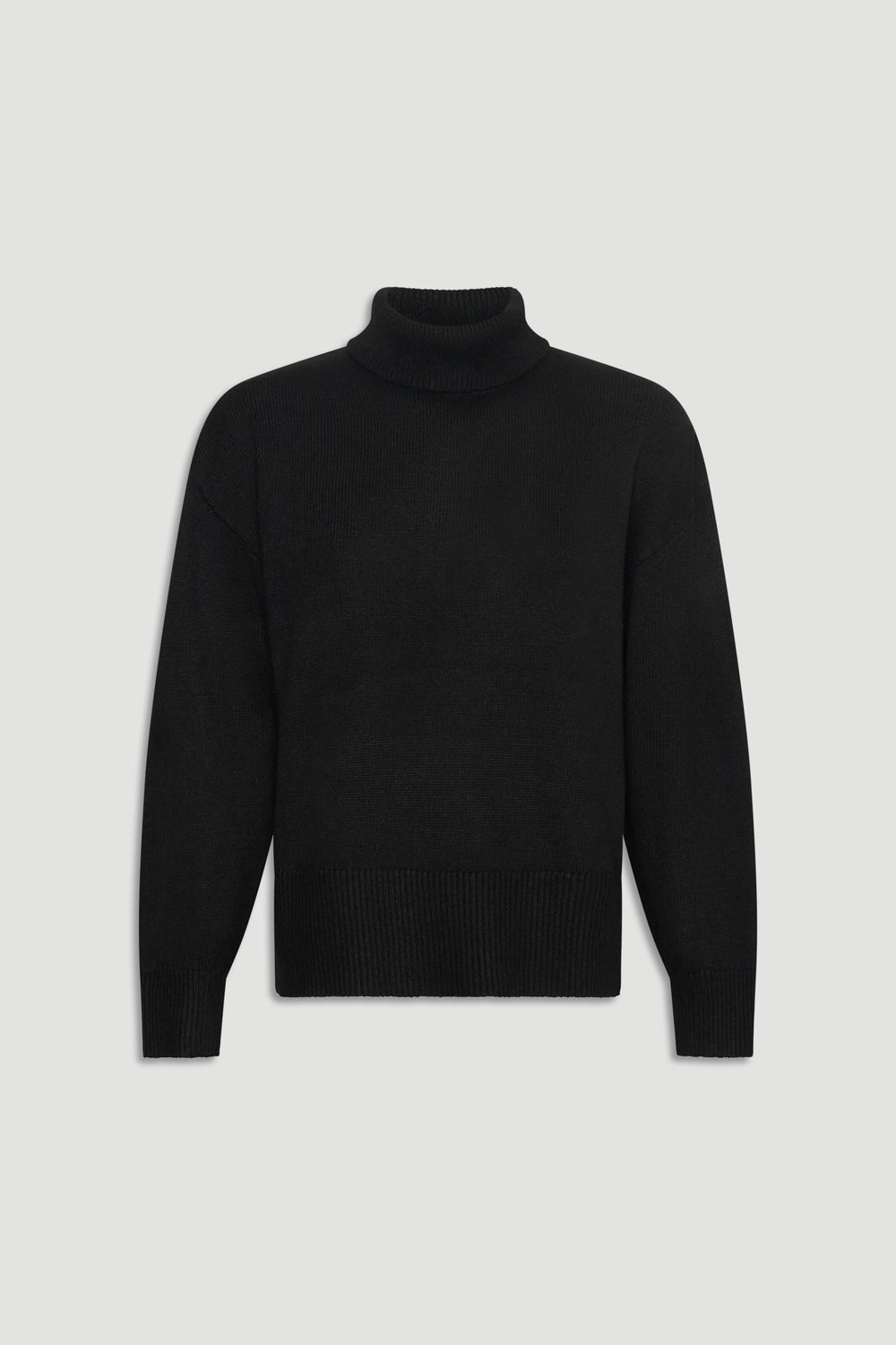 Minimalist black Roll Neck Knit Jumper with ribbed cuffs and hem, crafted for comfort by Decjuba Australian fashion brand