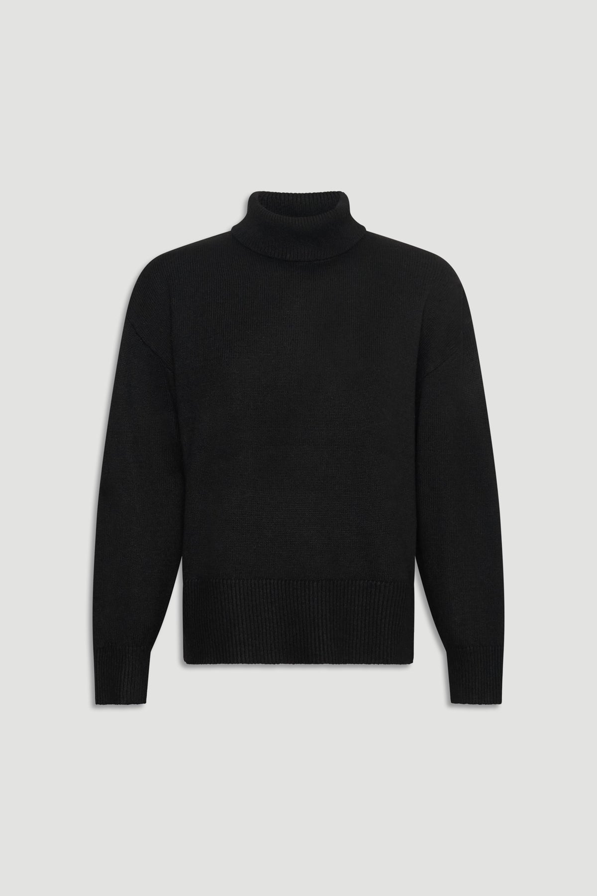 Minimalist black Roll Neck Knit Jumper with ribbed cuffs and hem, crafted for comfort by Decjuba Australian fashion brand