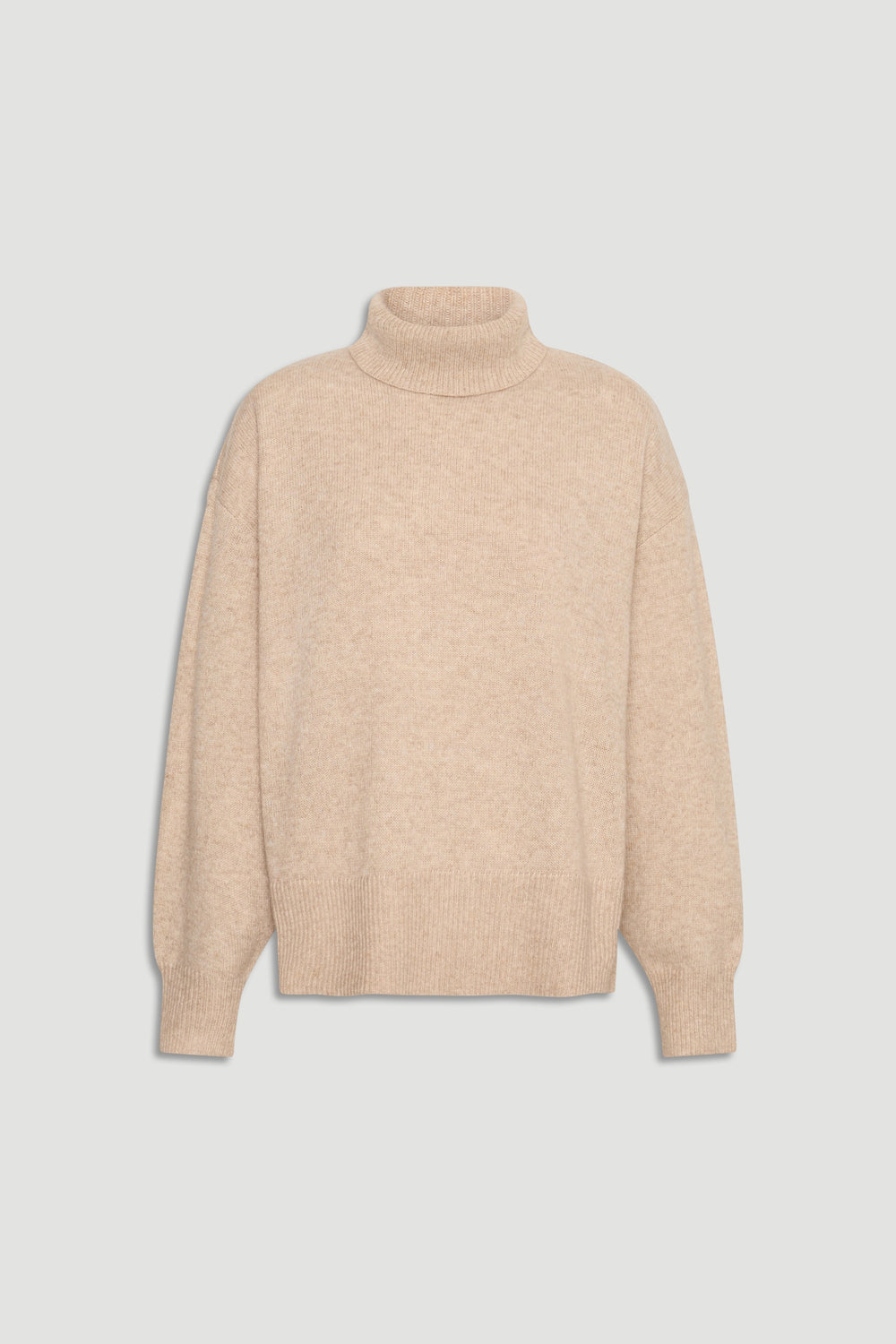 Roll Neck Knit Jumper in soft beige knitwear with cozy high neck and ribbed cuffs by Decjuba Australian fashion brand