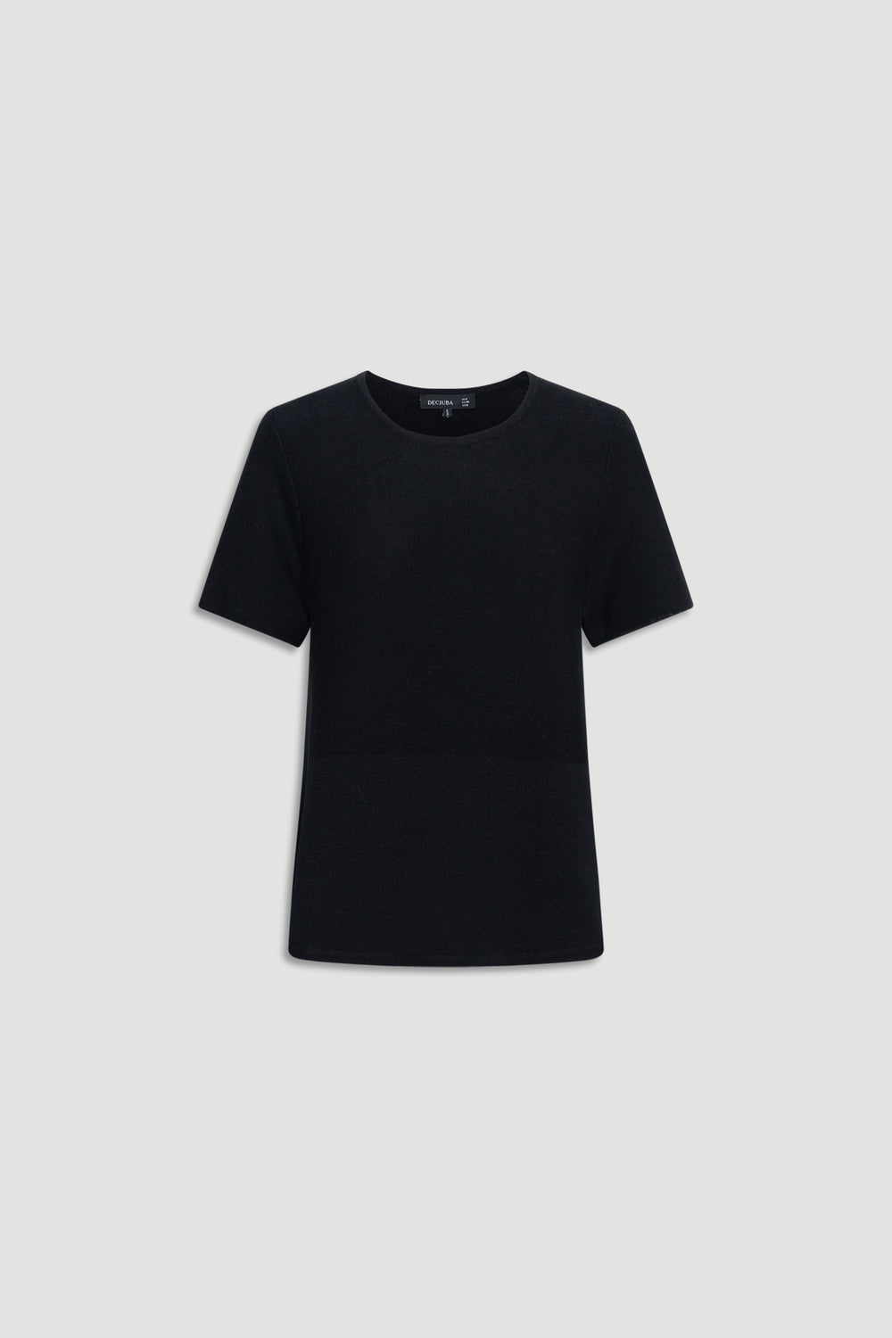 Black knitted short sleeve top with a classic round neckline for a versatile everyday knitwear option