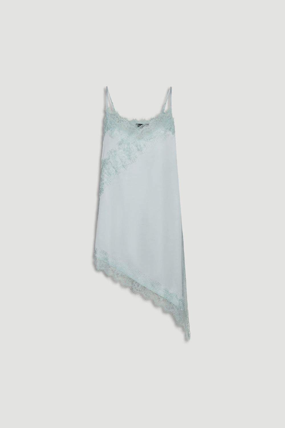 Karla Lace Tunic in soft pastel with delicate lace trim and asymmetrical hem by DECJUBA Australian fashion brand