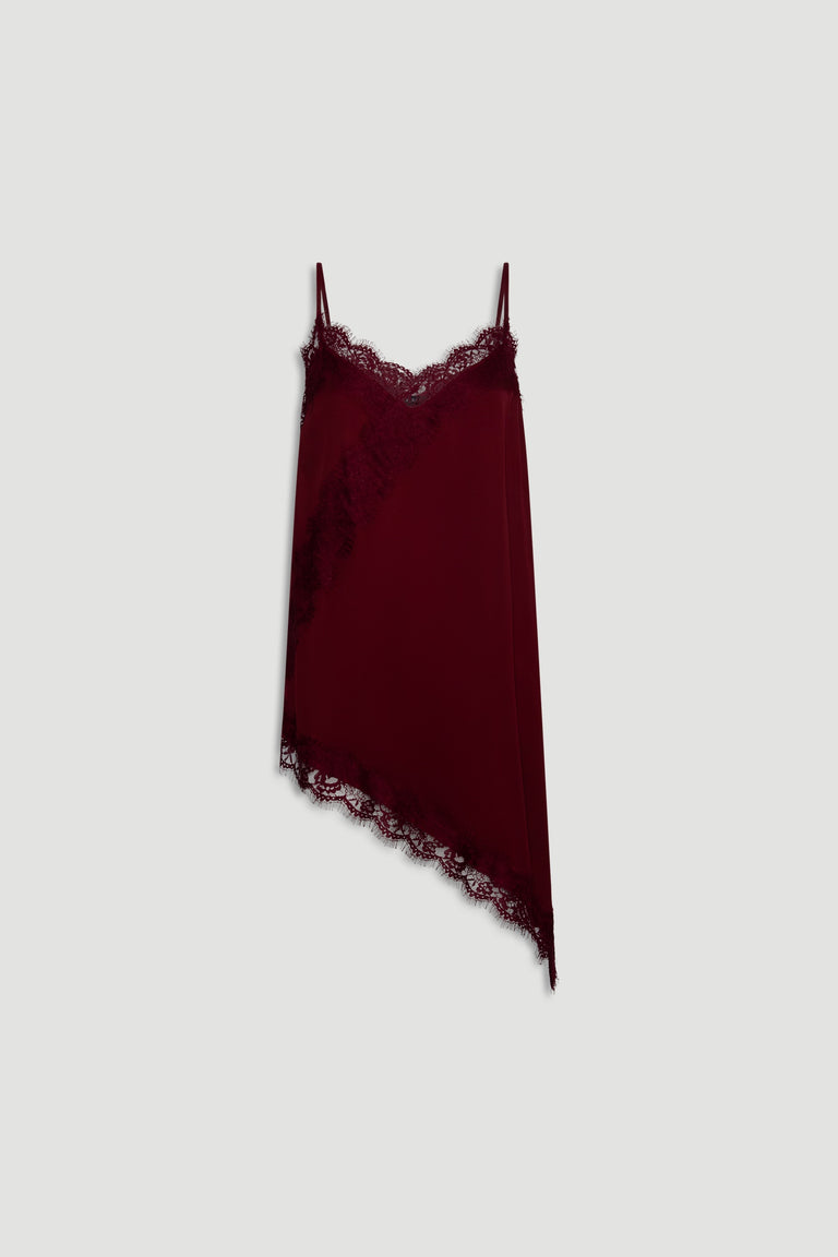 Karla Lace Tunic in 100% viscose with delicate nylon lace trim and asymmetric hem by DECJUBA Australian fashion brand