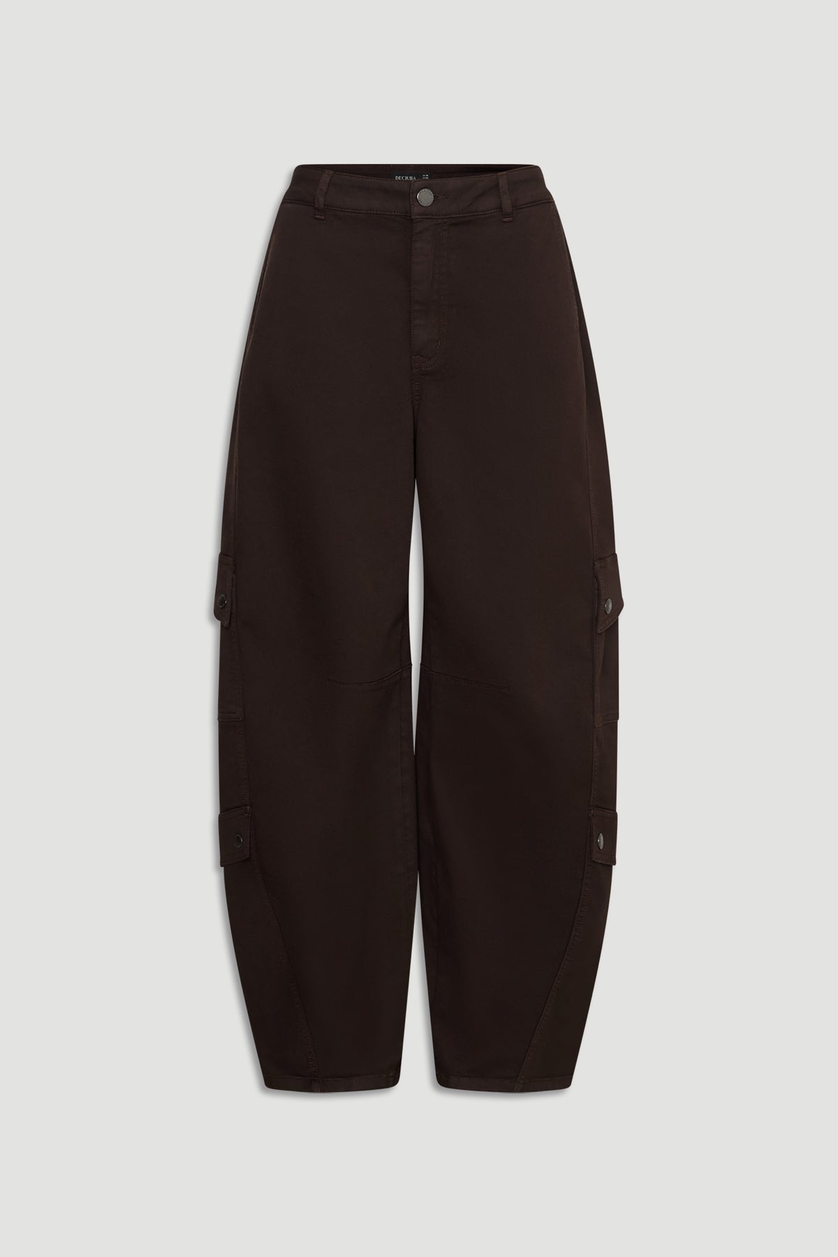Alexa Barrel Cargo Pant shown in gallery position 4, full-length side cargo pockets, dark color, portrait orientation.