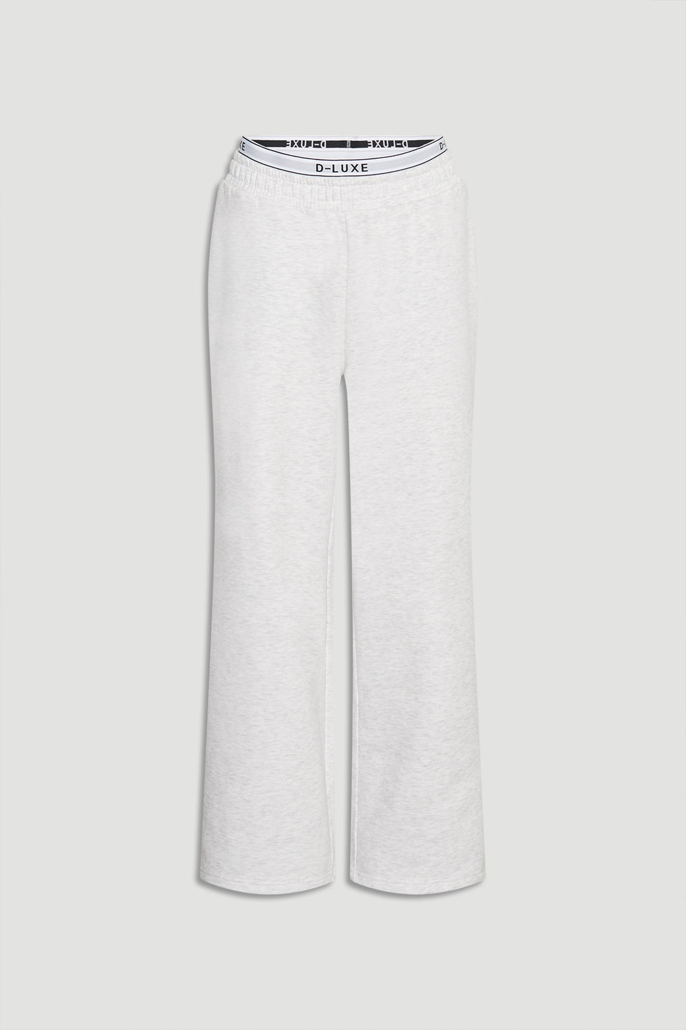 Light grey relaxed-fit trackpants with a soft texture and branded elastic waistband for a casual, comfortable style