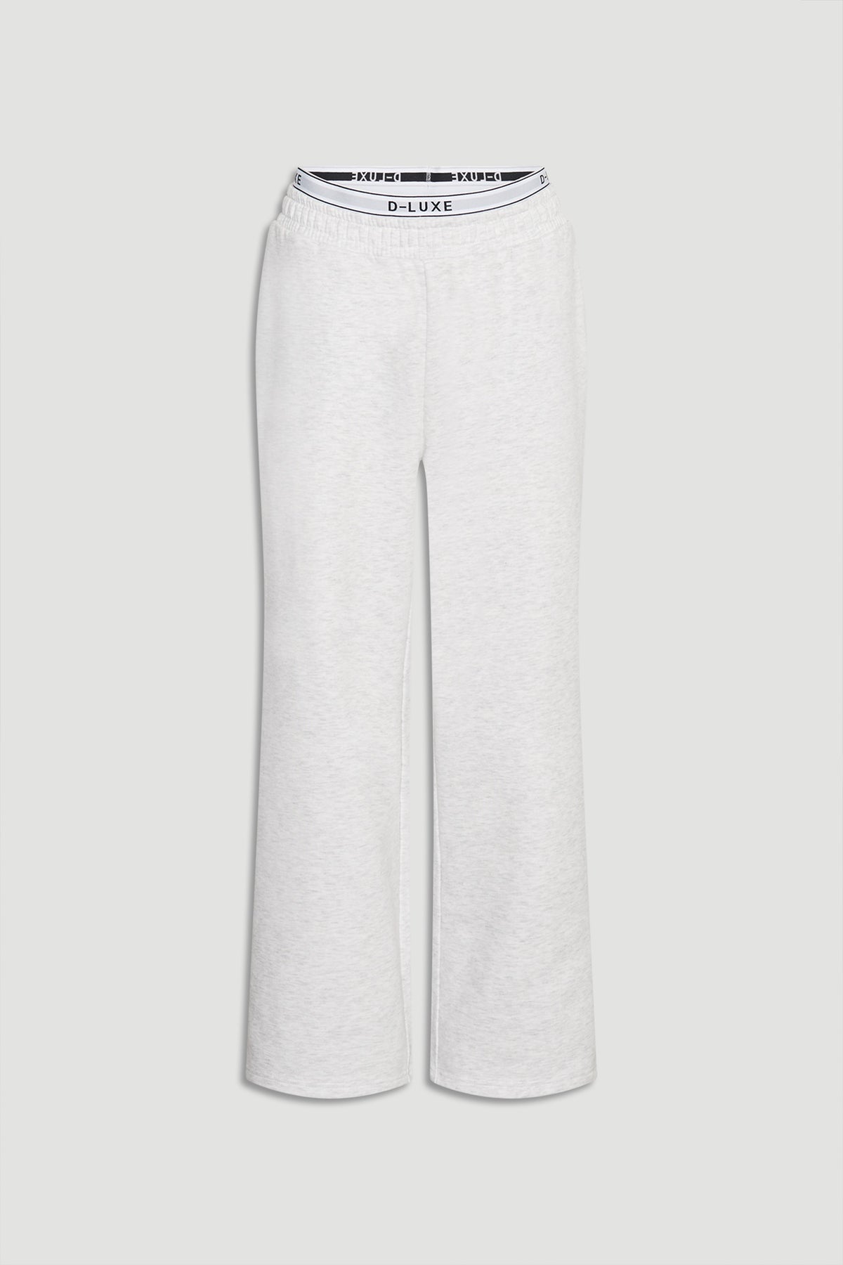 Light grey relaxed-fit trackpants with a soft texture and branded elastic waistband for a casual, comfortable style