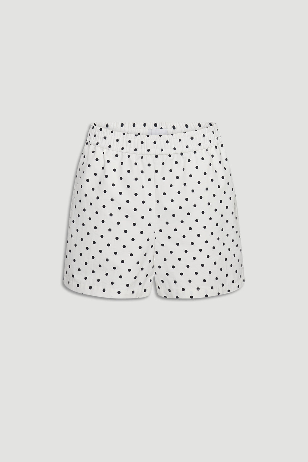 D-Luxe Polka Dot Short in white with black dots, elastic waistband and relaxed cut by DECJUBA Australian fashion brand