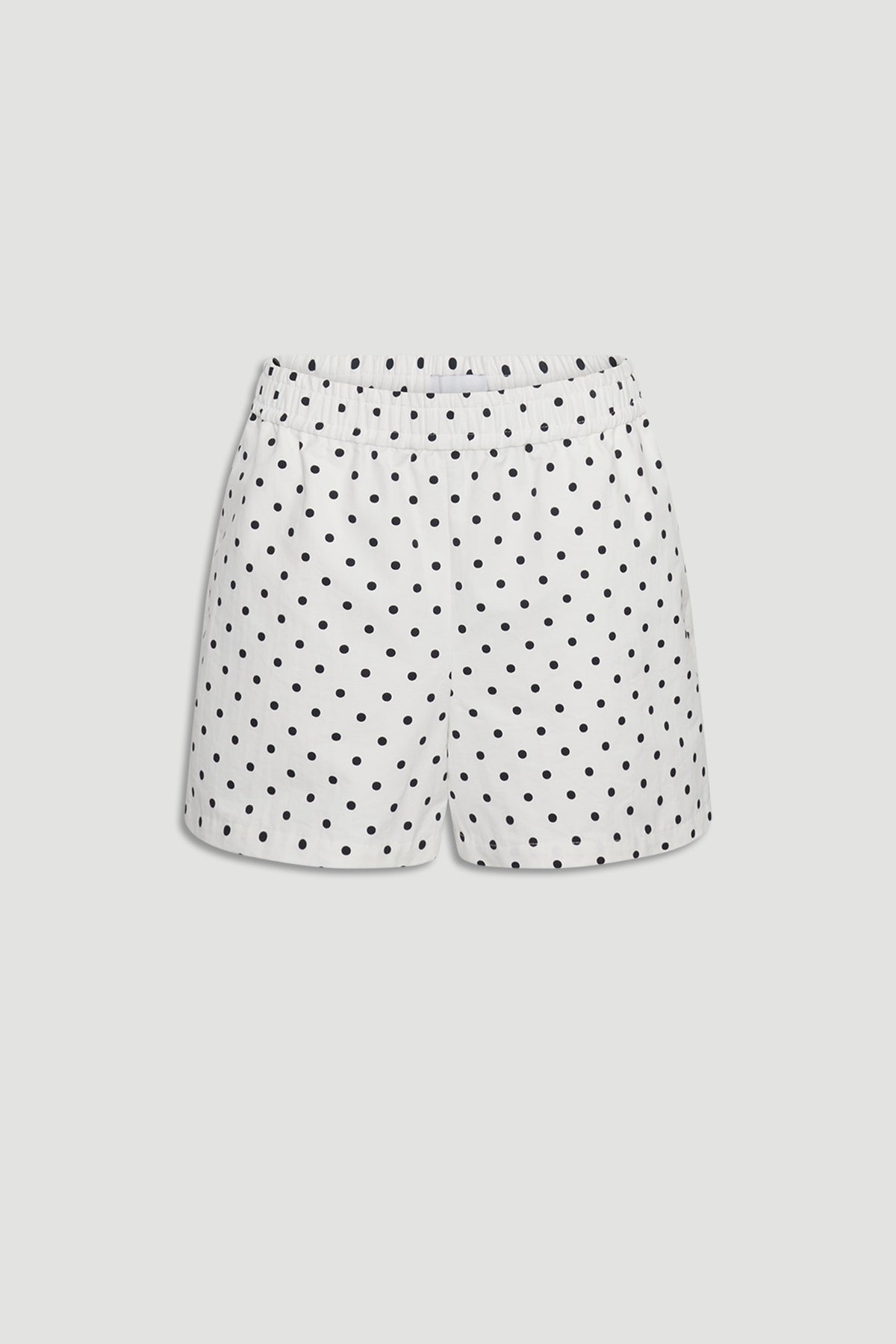 D-Luxe Polka Dot Short in white with black dots, elastic waistband and relaxed cut by DECJUBA Australian fashion brand