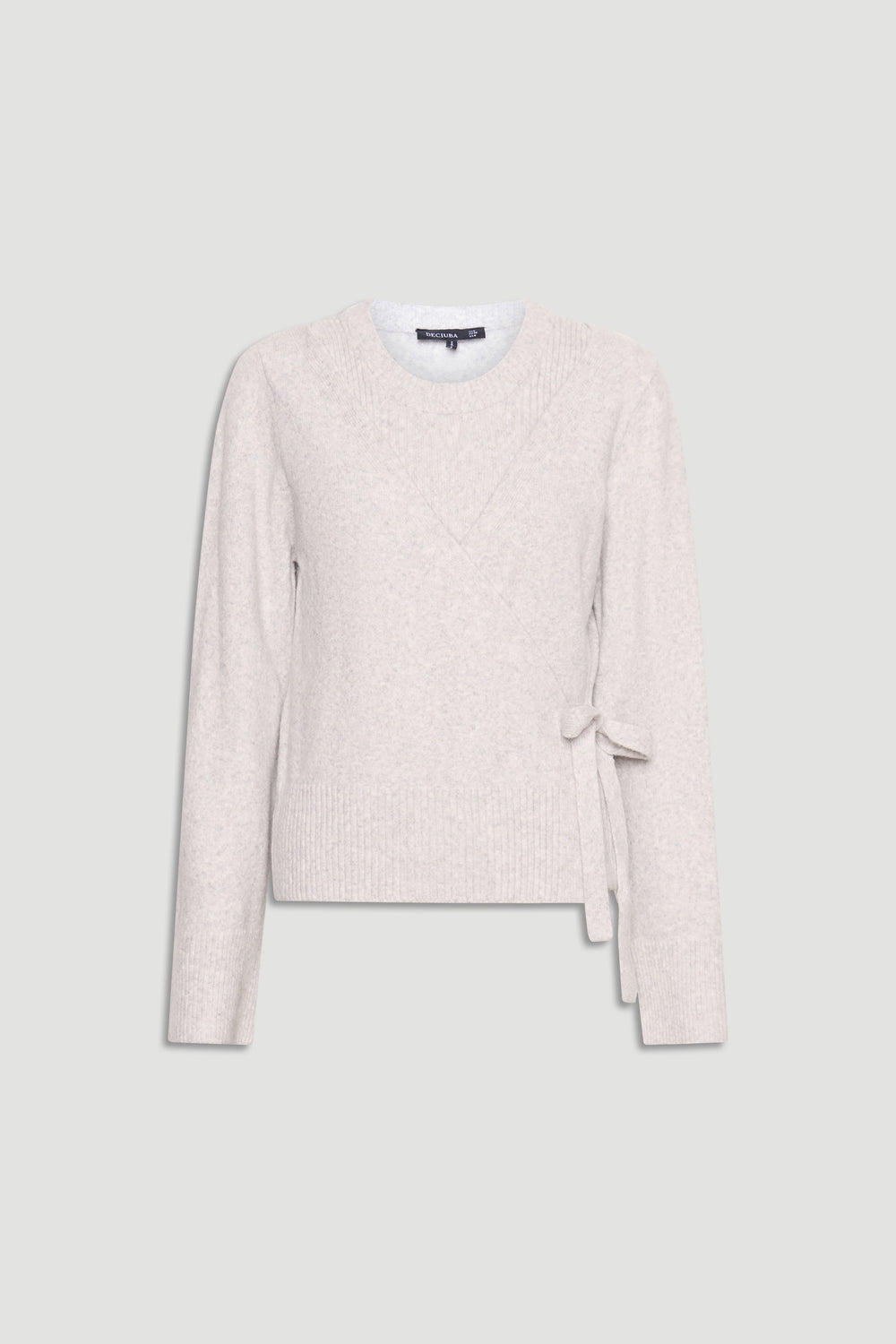 Tamica Layered Jumper in soft oatmeal beige knit with a side tie detail for a stylish layered look and cozy comfort.