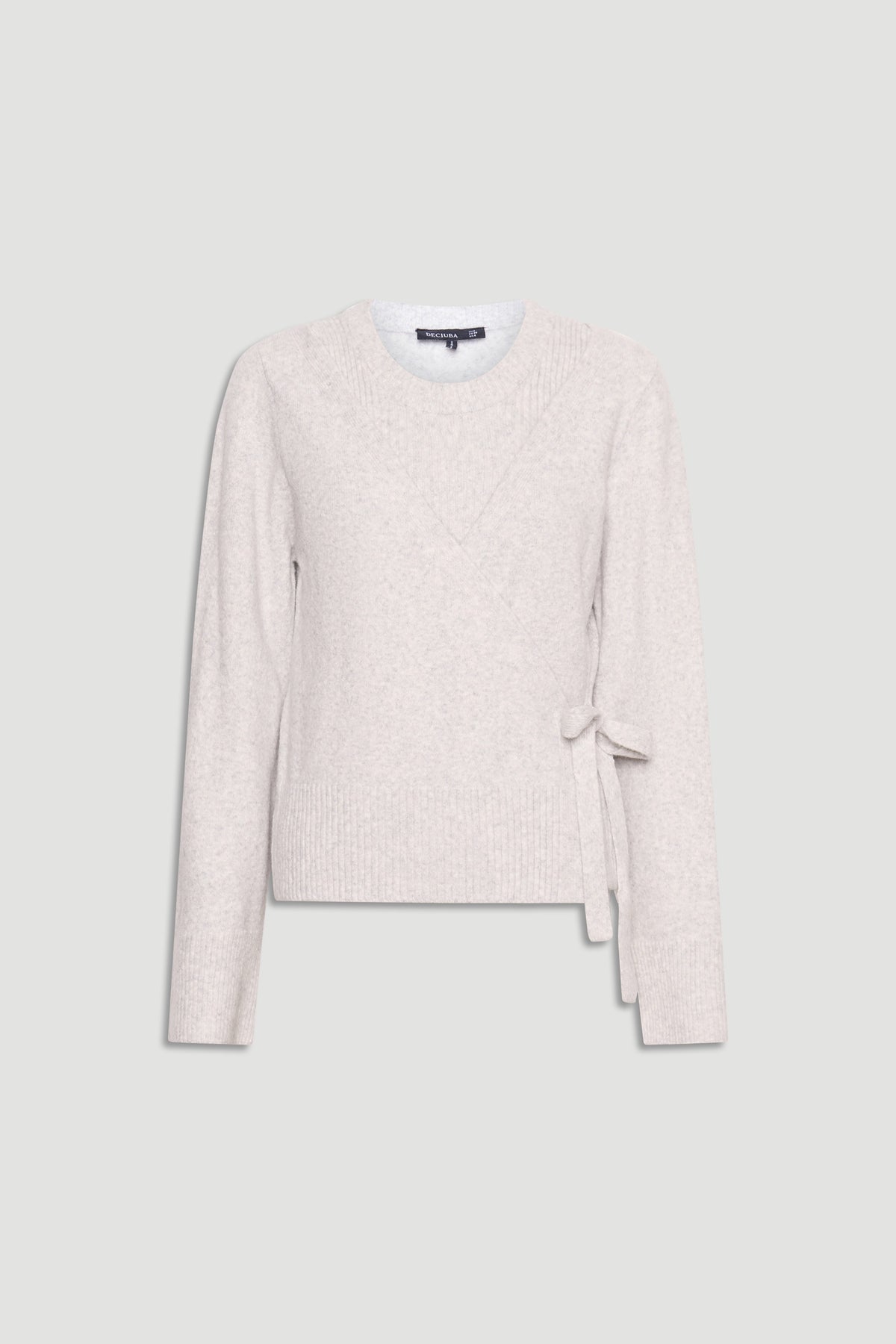 Tamica Layered Jumper in soft oatmeal beige knit with a side tie detail for a stylish layered look and cozy comfort.