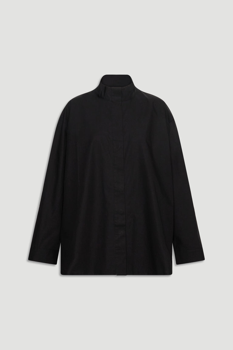 D-Luxe Button Up Shirt in 100% cotton with high neck collar, designed for effortless style by DECJUBA Australian fashion brand