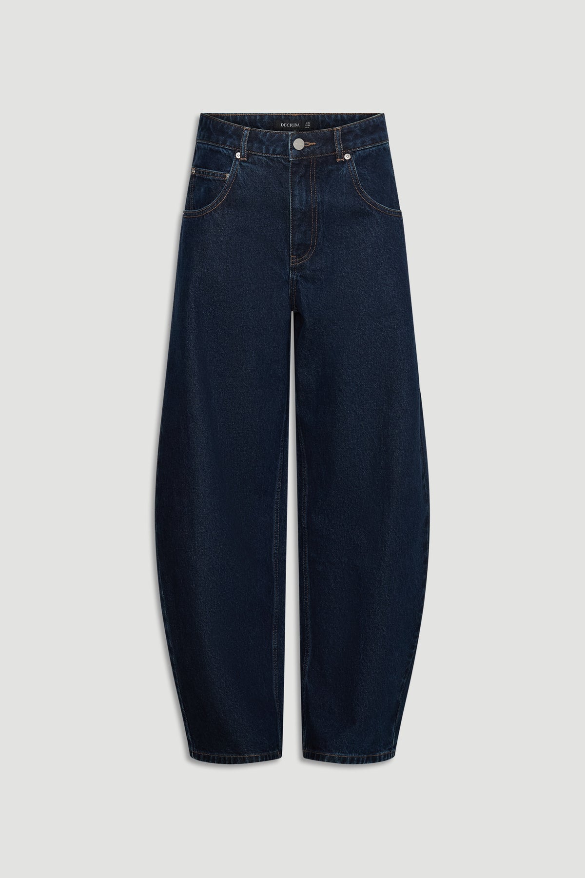 Daisy Horseshoe Jean in deep indigo denim with a relaxed wide leg silhouette by DECJUBA Australian fashion brand