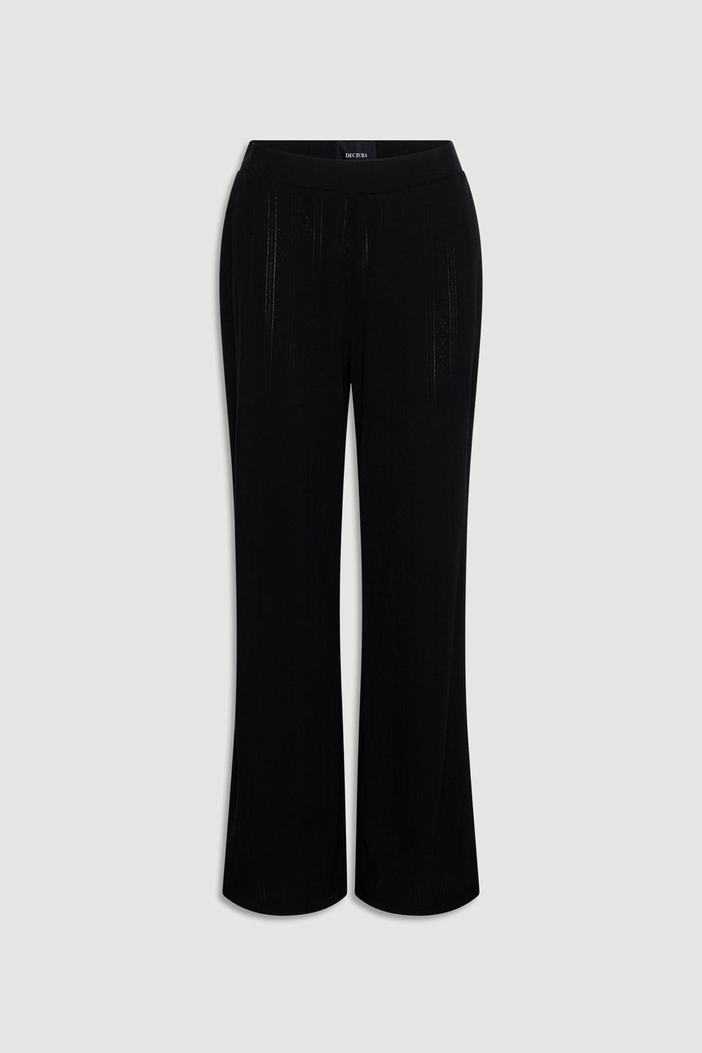 Black wide leg sleep pants in soft pointelle fabric with elastic waistband for relaxed, comfortable loungewear fit