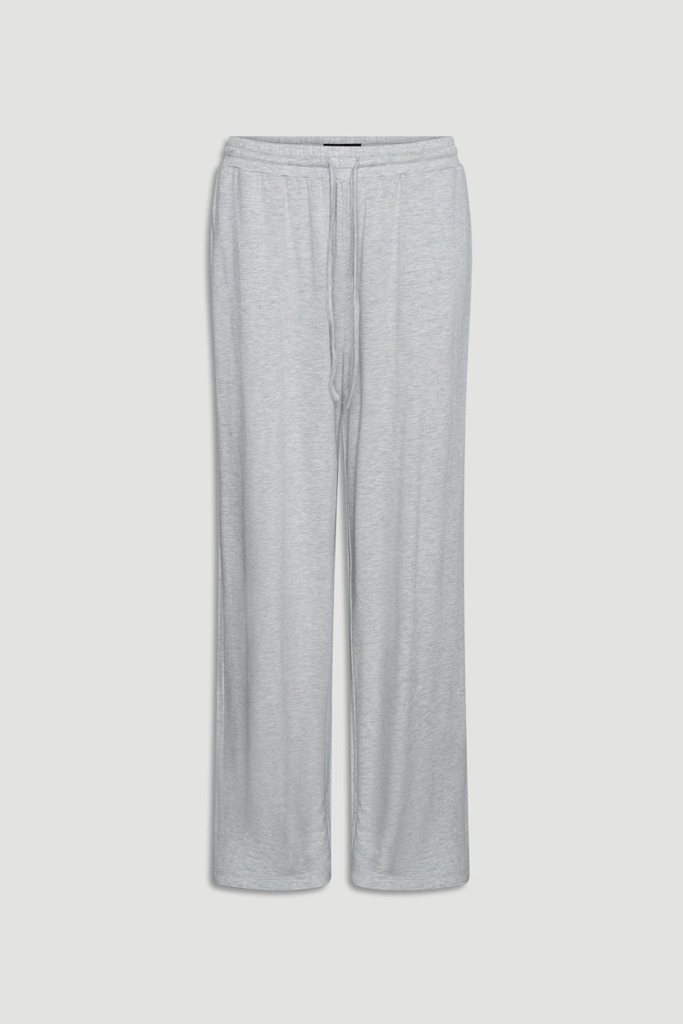 Light grey sleep jersey wide leg pants with elastic waistband and relaxed fit for cozy everyday comfort