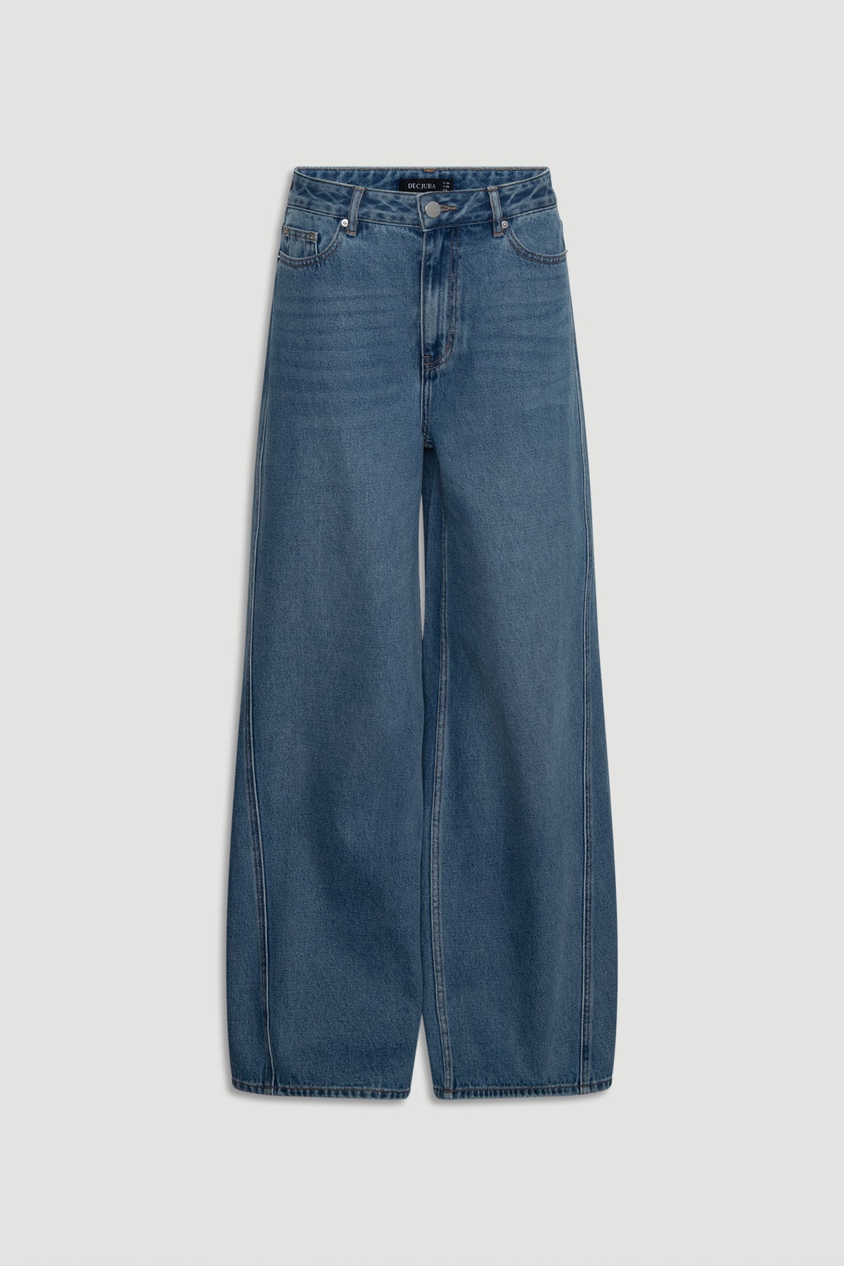 Classic bay blue wide-leg denim jeans with a high waist and relaxed silhouette for effortless style