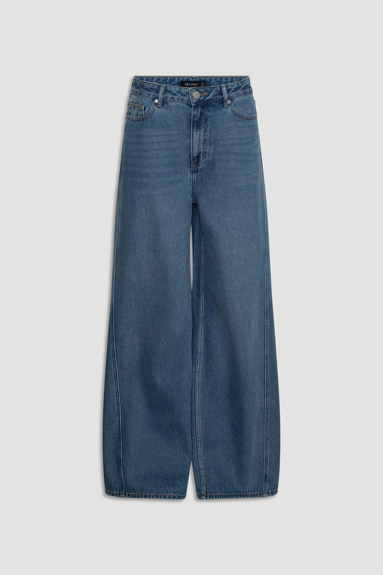 Classic bay blue wide-leg denim jeans with a high waist and relaxed silhouette for effortless style