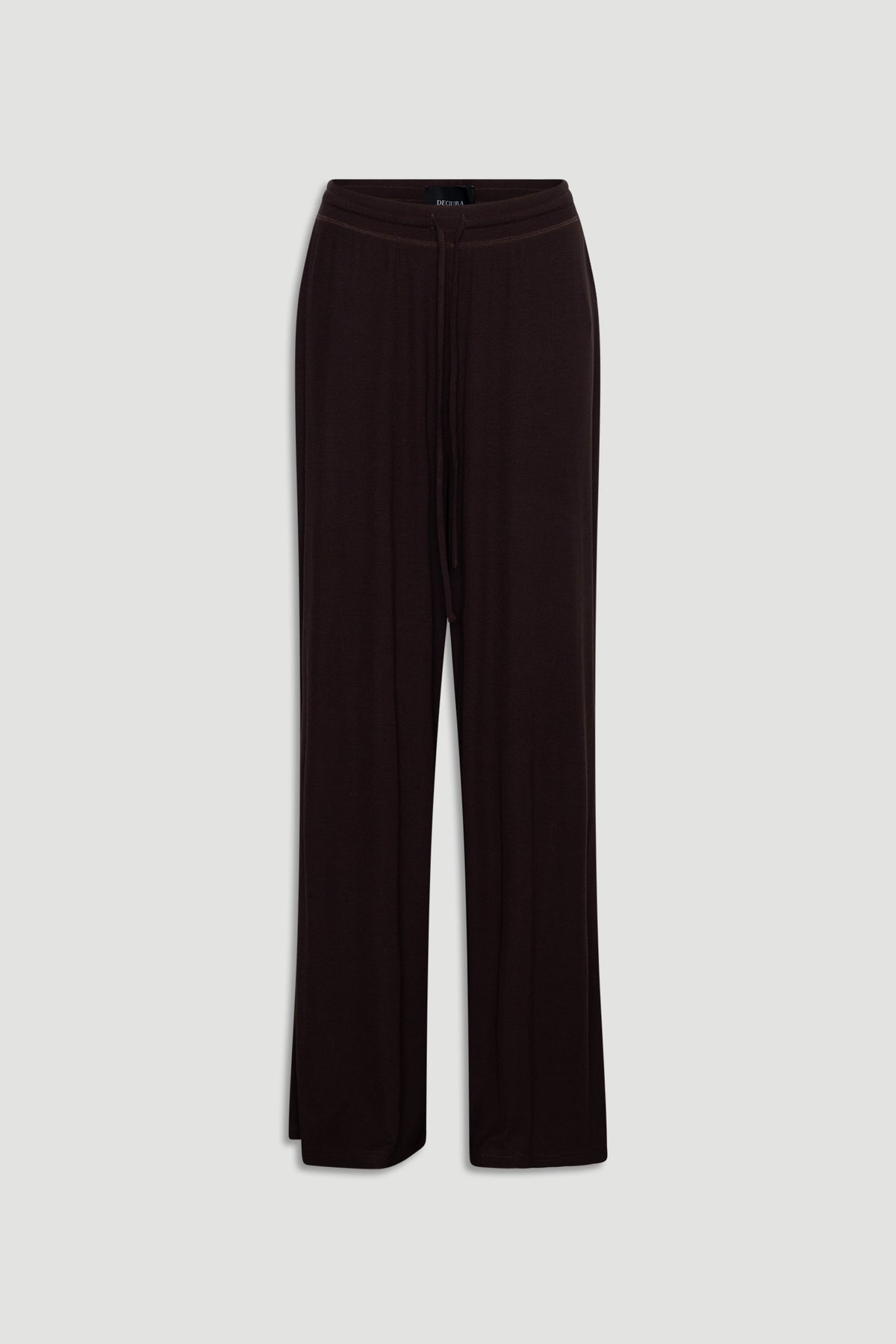 Dark ribbed wide-leg sleep pants with drawstring waist in soft comfortable fabric for relaxed wear