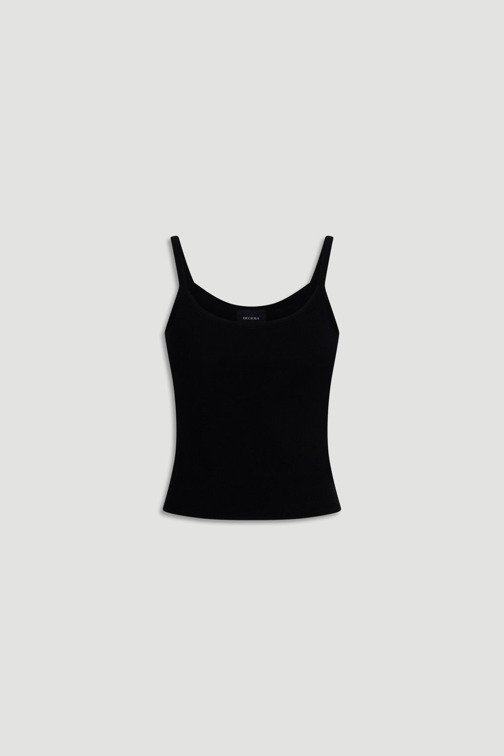 Black Sleep Ribbed Cami Top with slim straps and a soft ribbed texture for comfortable, stylish layering.