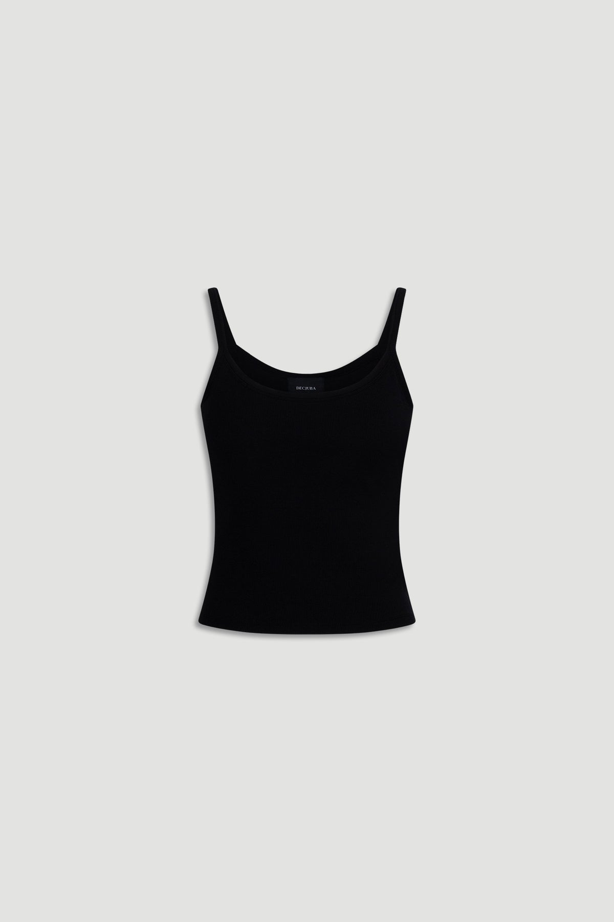 Black Sleep Ribbed Cami Top with slim straps and a soft ribbed texture for comfortable, stylish layering.