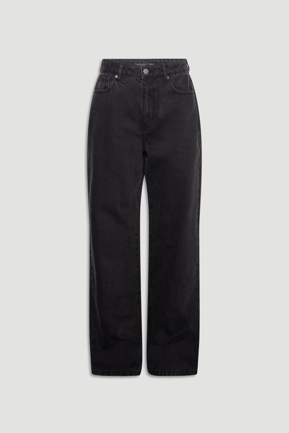 Ariana Straight Leg Jean in washed black denim with high-rise waist and a relaxed fit by DECJUBA Australian fashion brand