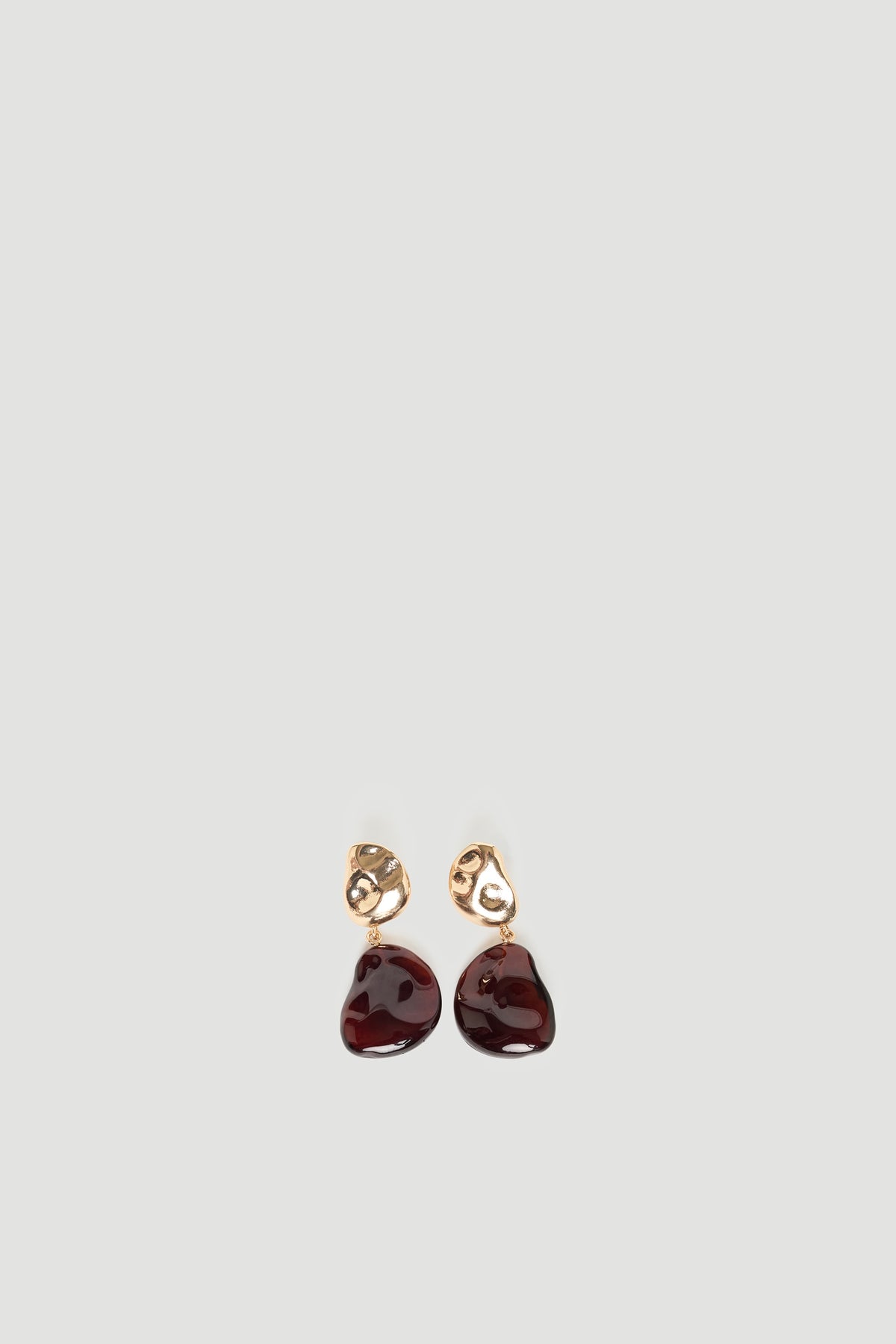 Millie Stone Teardrop Earring featuring gold textured studs and deep red teardrop stones by DECJUBA Australian fashion brand