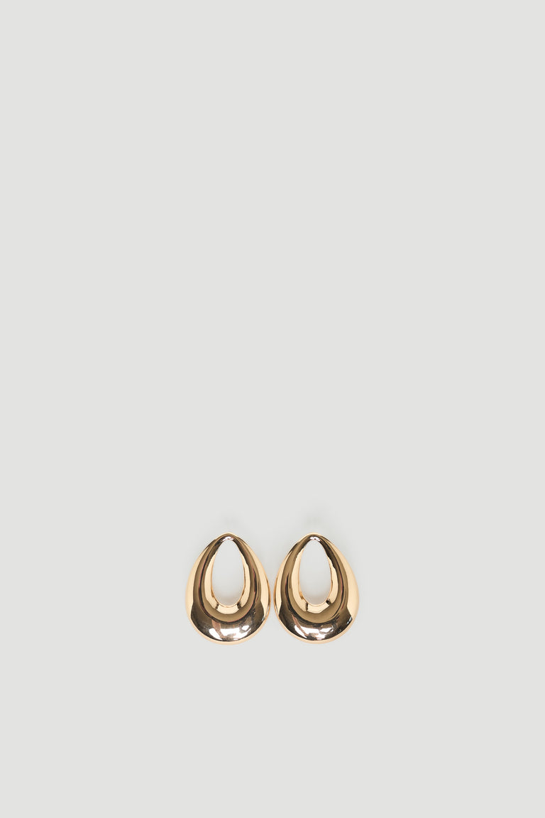 Margot Statement Earrings in polished gold-tone with sculptural drop design, elegant and versatile by DECJUBA Australian fashion brand