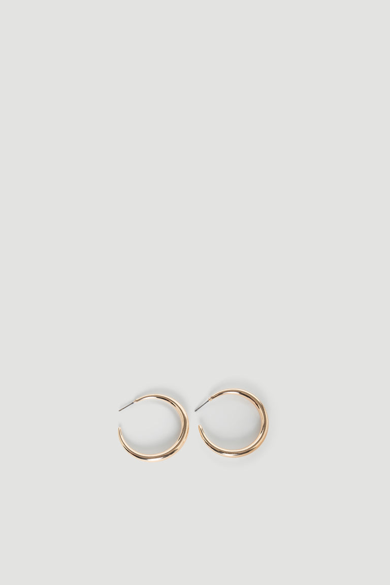Ellie Classic Hoop Earrings in polished gold tone with a smooth rounded shape for timeless, versatile elegance.