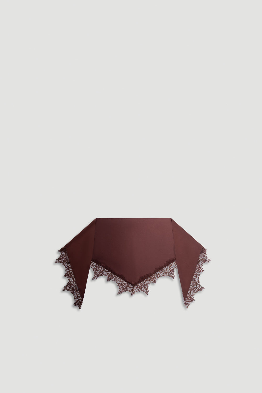 Sienna Lace Scarf in deep chocolate brown with delicate lace trim along edges for a refined, elegant touch.