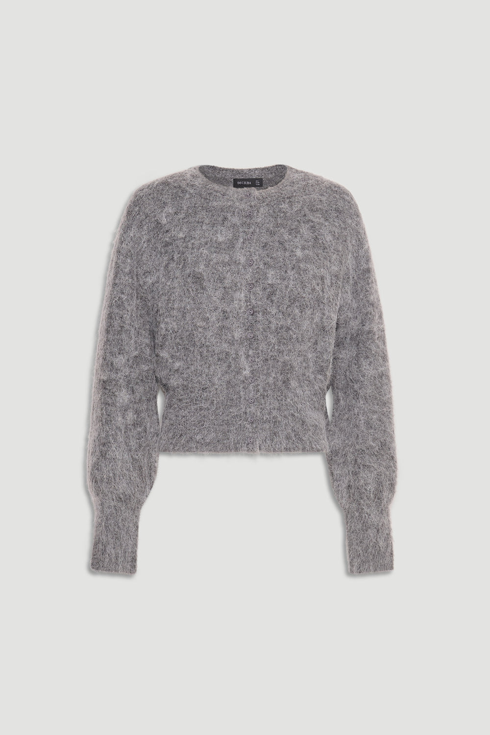 Ariel Button Through Cardigan in soft charcoal knit with cozy textured fabric and relaxed fit by DECJUBA.