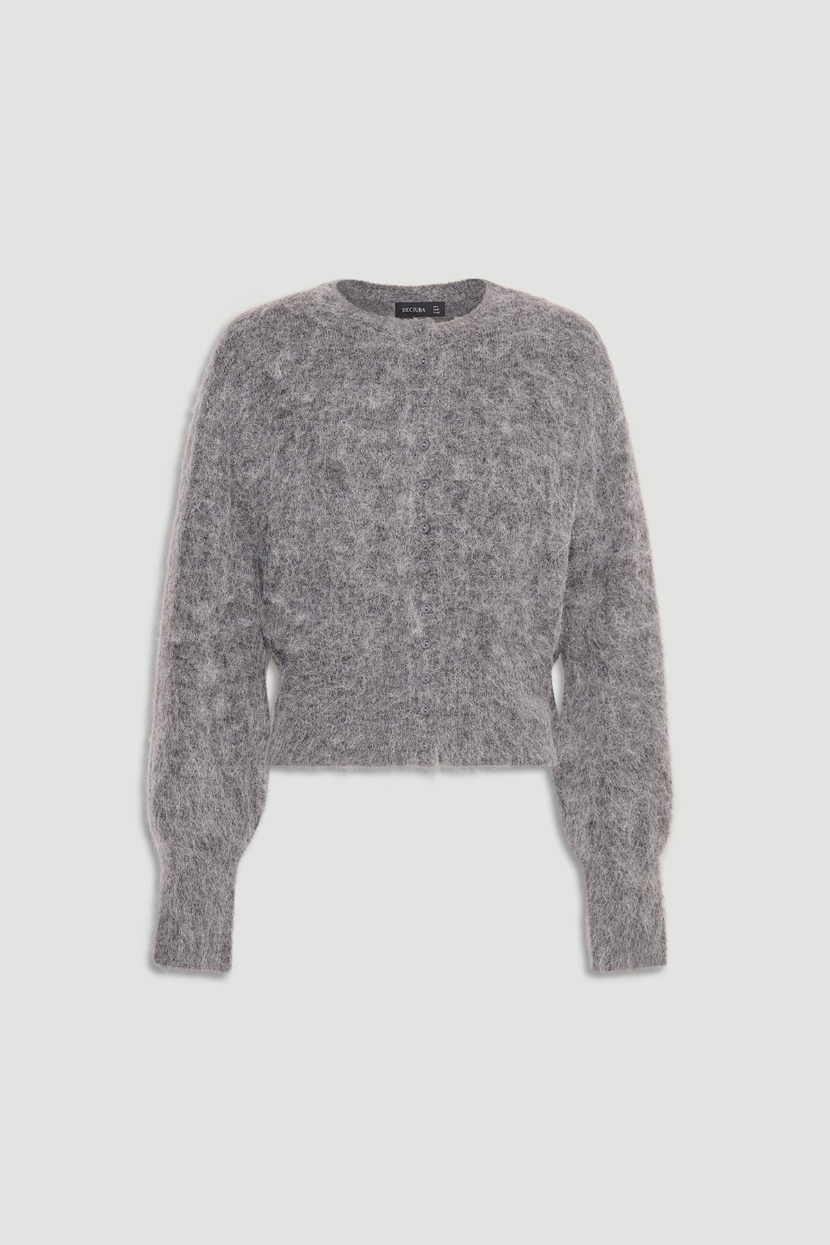 Ariel Button Through Cardigan in soft charcoal knit with cozy textured fabric and relaxed fit by DECJUBA.