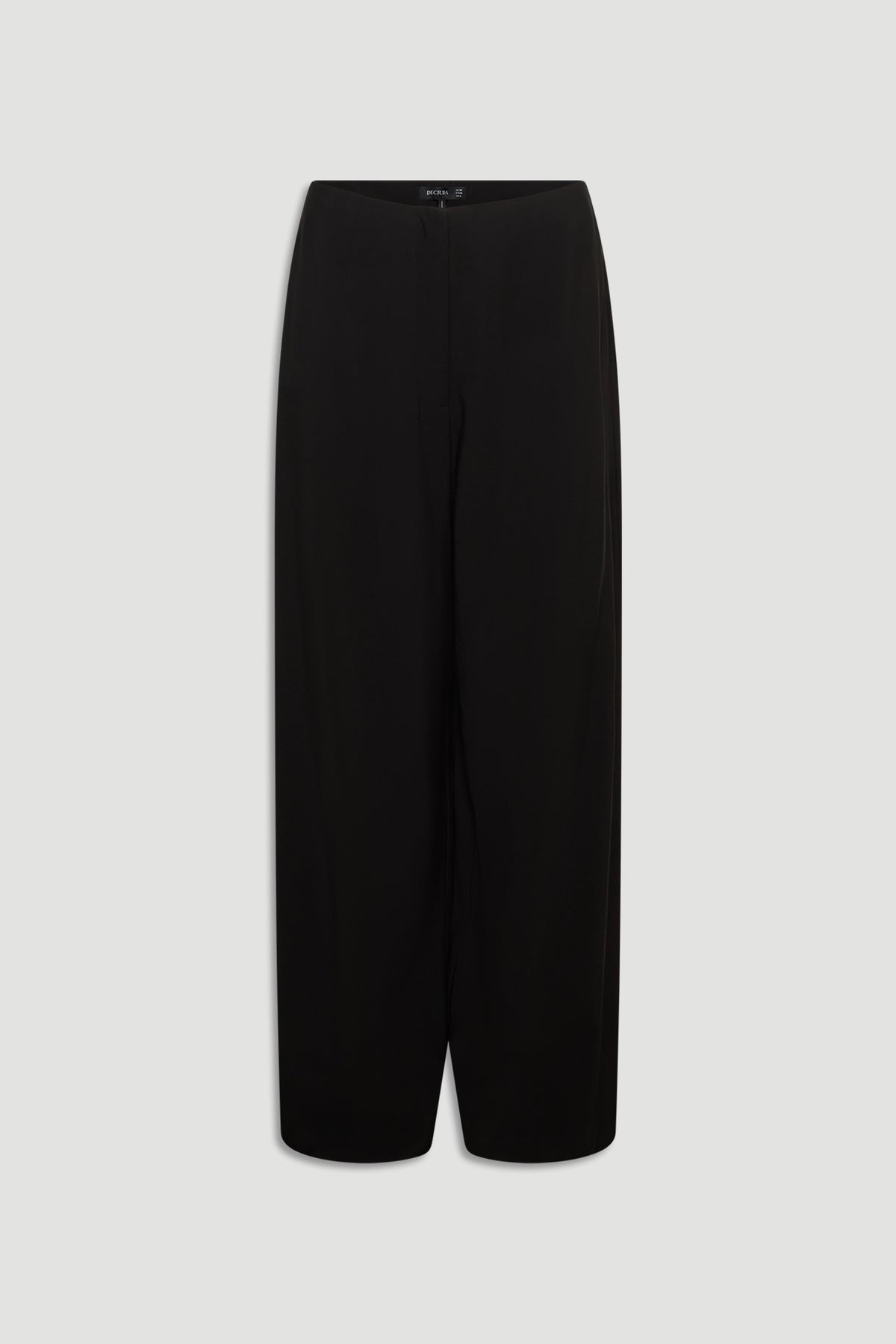 Black wide-leg pants with a high waist and smooth front, designed for a sleek and comfortable fit.