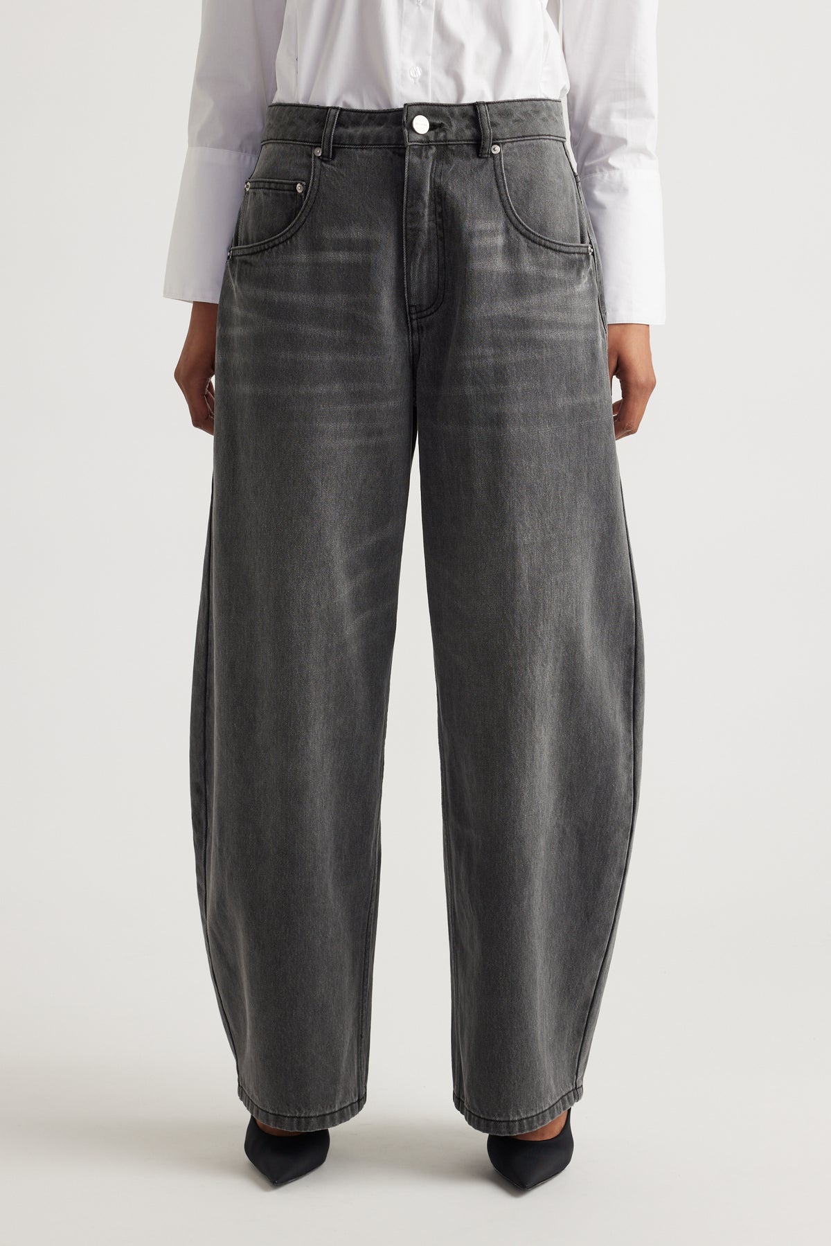 Daisy Horseshoe Jean in washed black denim with a relaxed fit and high waist by DECJUBA Australian fashion brand