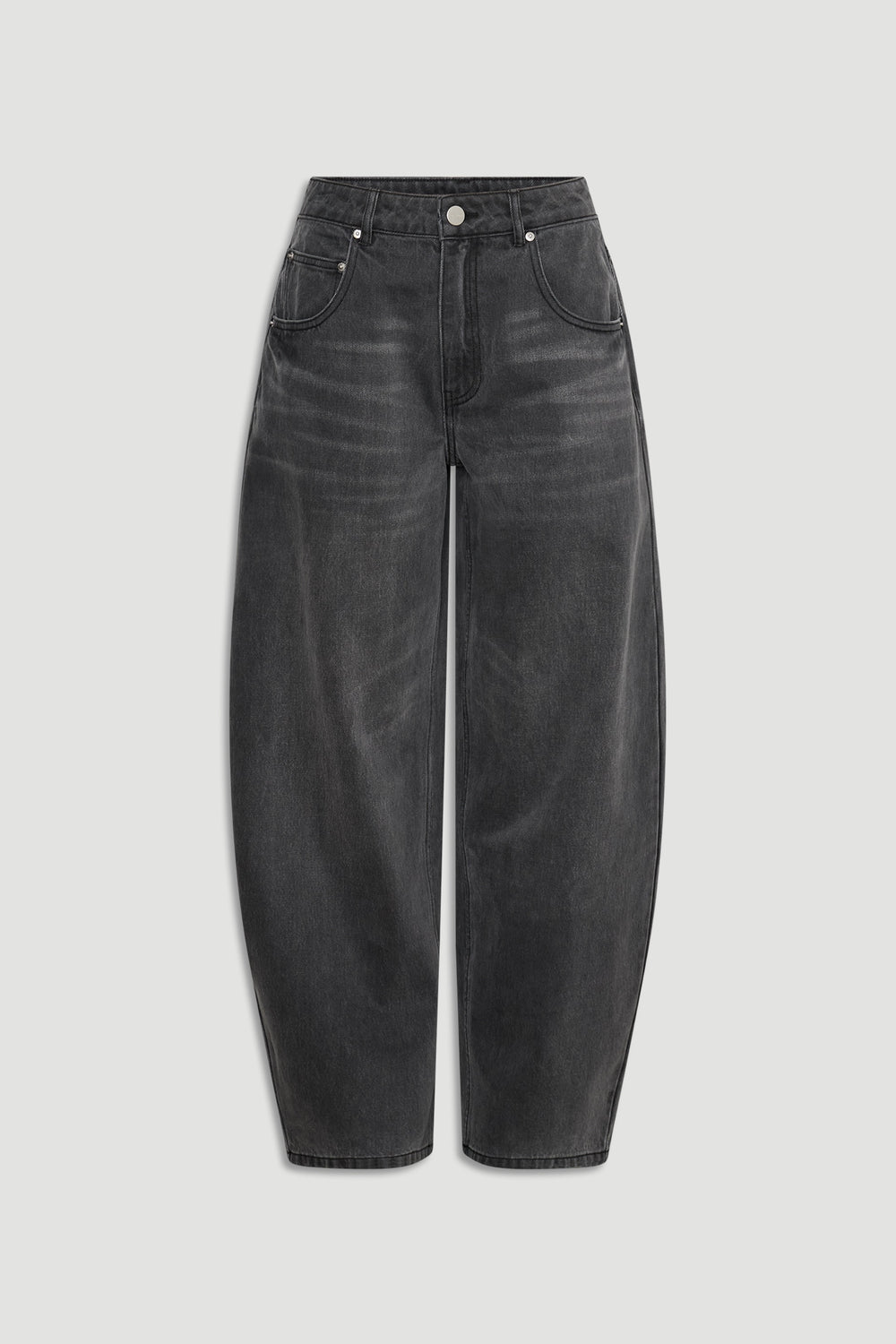 Daisy Horseshoe Jean in faded black denim with a high rise and relaxed wide leg by DECJUBA Australian fashion brand designed for everyday style