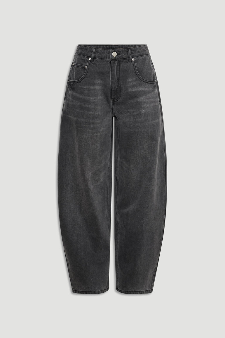 Daisy Horseshoe Jean in faded black denim with a high rise and relaxed wide leg by DECJUBA Australian fashion brand designed for everyday style