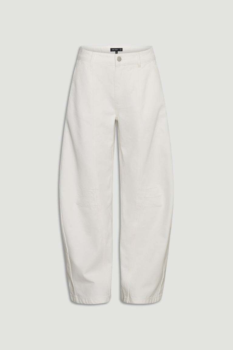 Amaya Barrel Jean in off-white denim featuring a loose fit and relaxed silhouette by DECJUBA Australian fashion brand