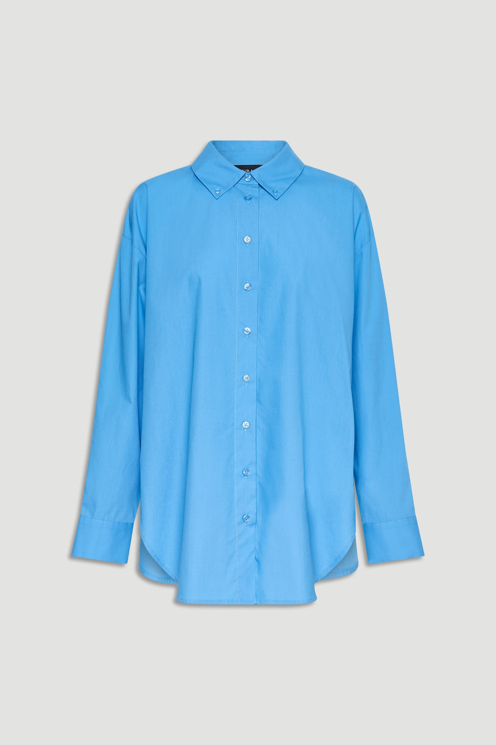 Azure blue oversized shirt with button-down front and classic collar for a relaxed, stylish everyday look