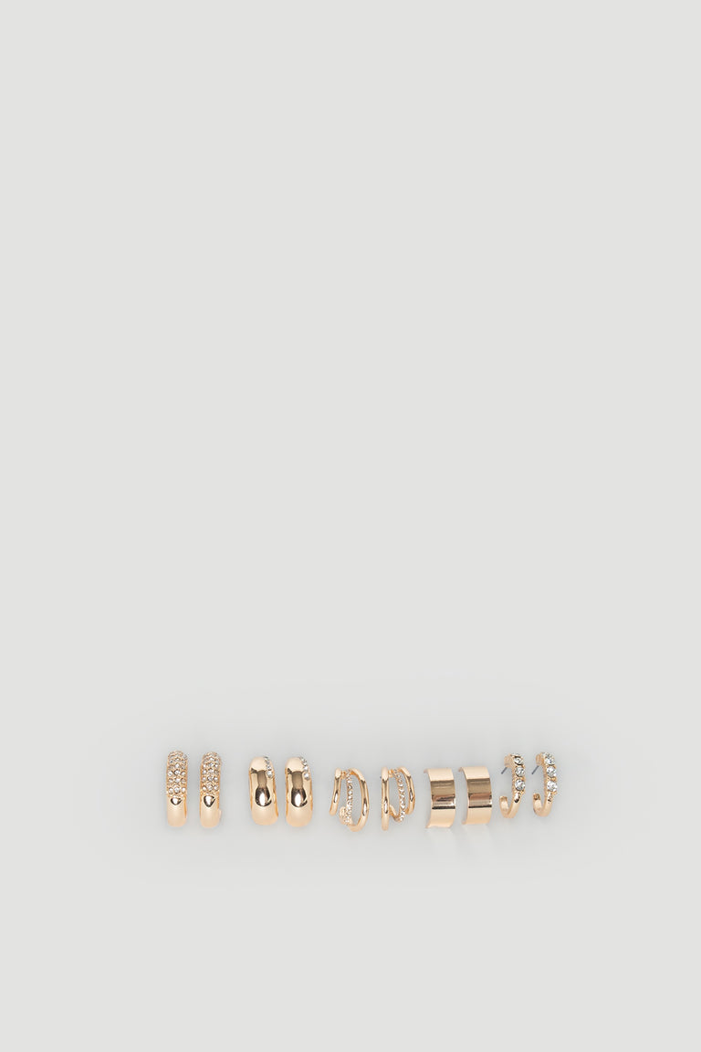 Cat Earring Multi Pack featuring varied gold-tone designs with crystal accents for effortless everyday sparkle and style.