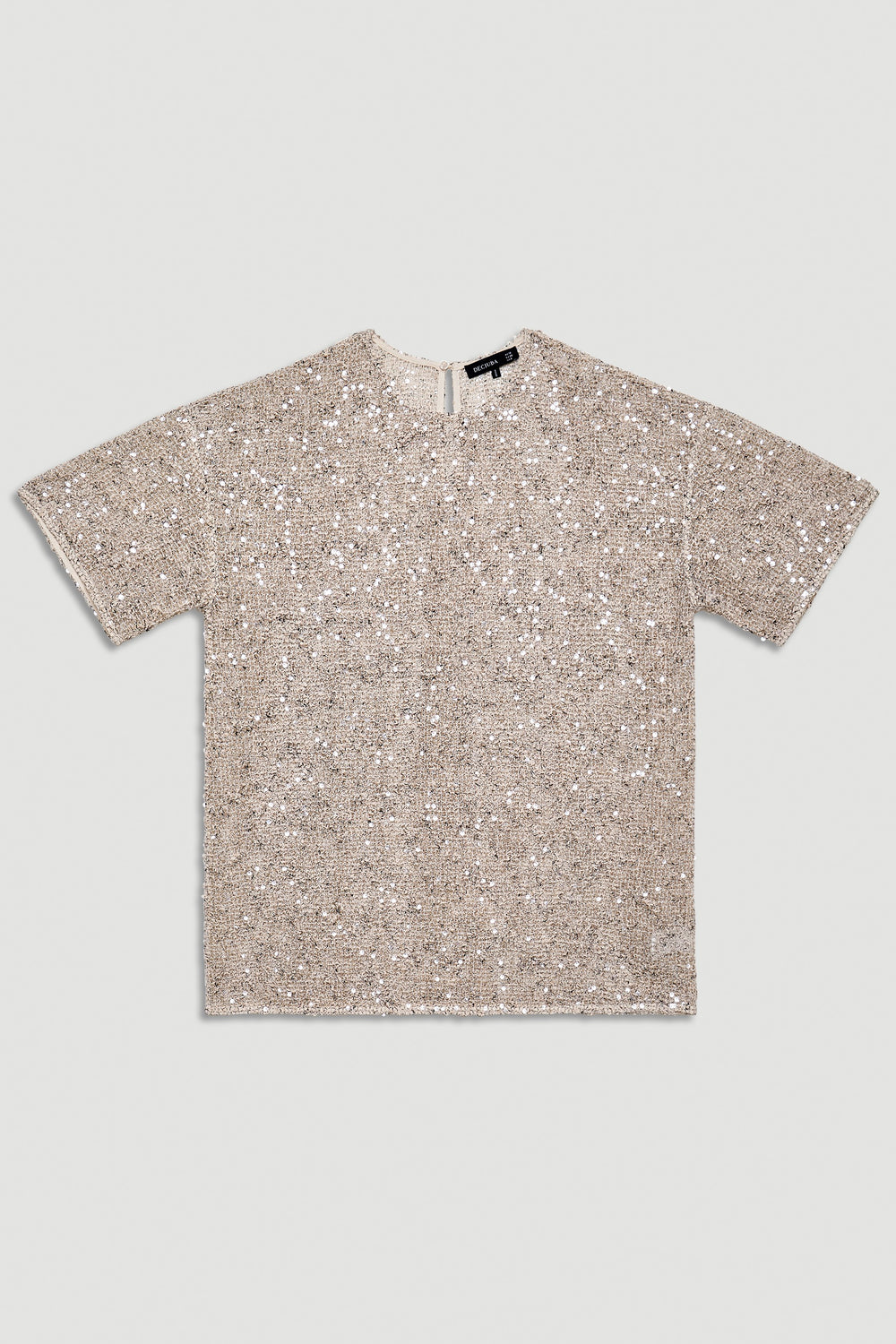 Short-sleeve top adorned with sparkling sequins for a chic and versatile statement piece.