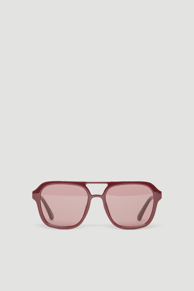 Plum aviator sunglasses with tinted pink lenses and matching frames