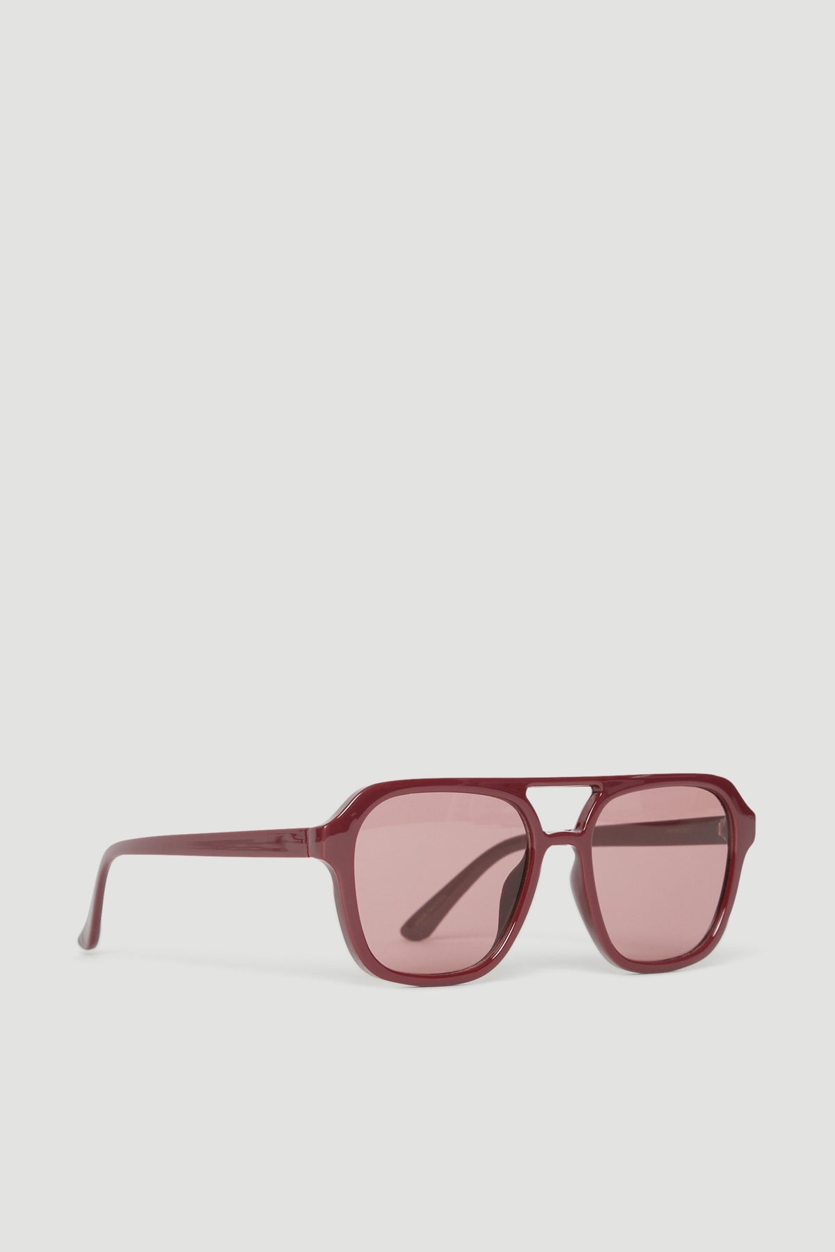 Plum aviator sunglasses with matching frames and arms
