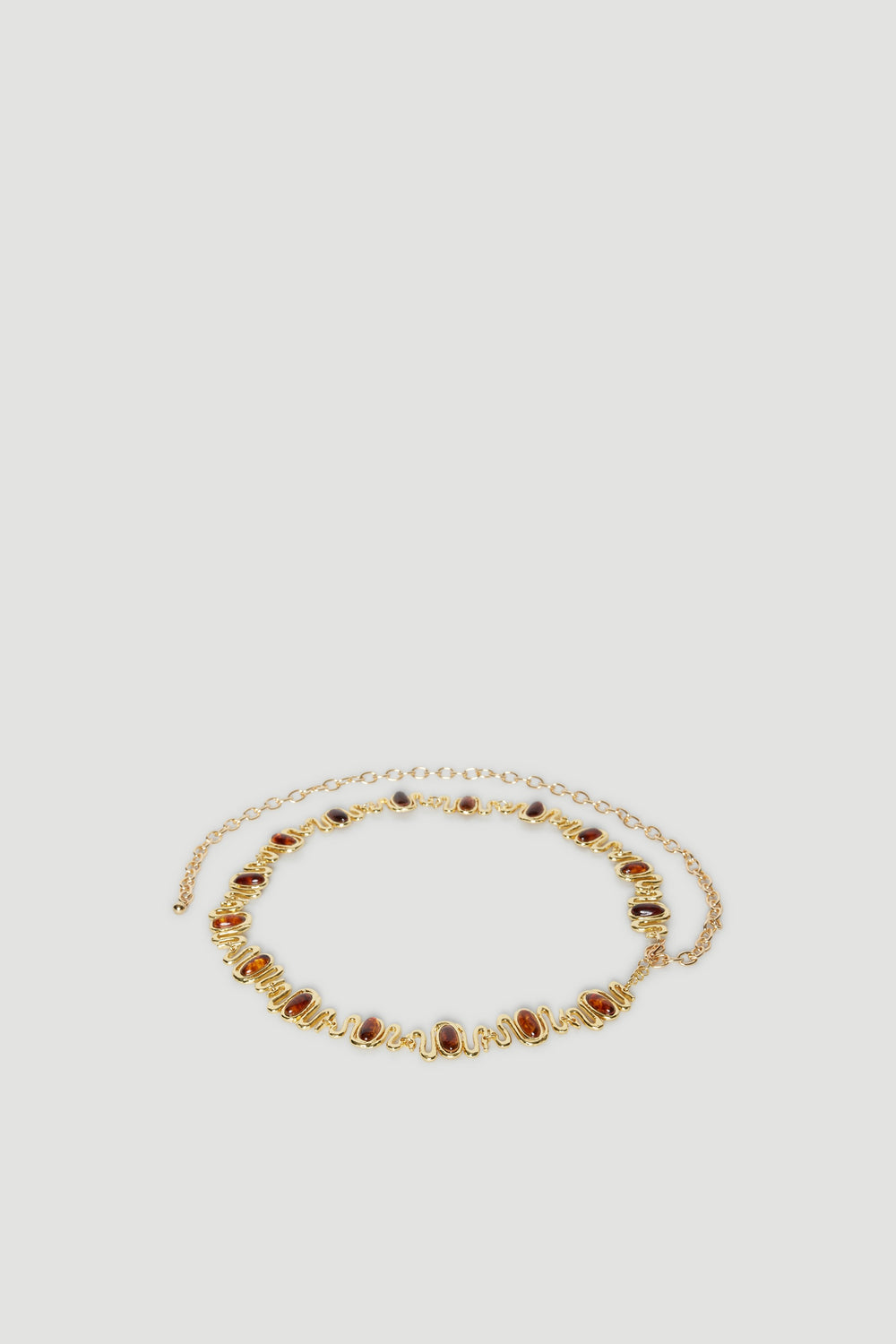 Gold belt with amber resin beading and lobster clasp